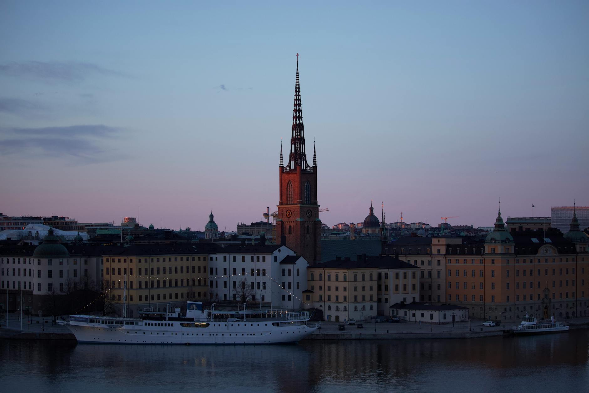 Riddarholmen Church by the water for Stockholm pilgrimage purpose planning.