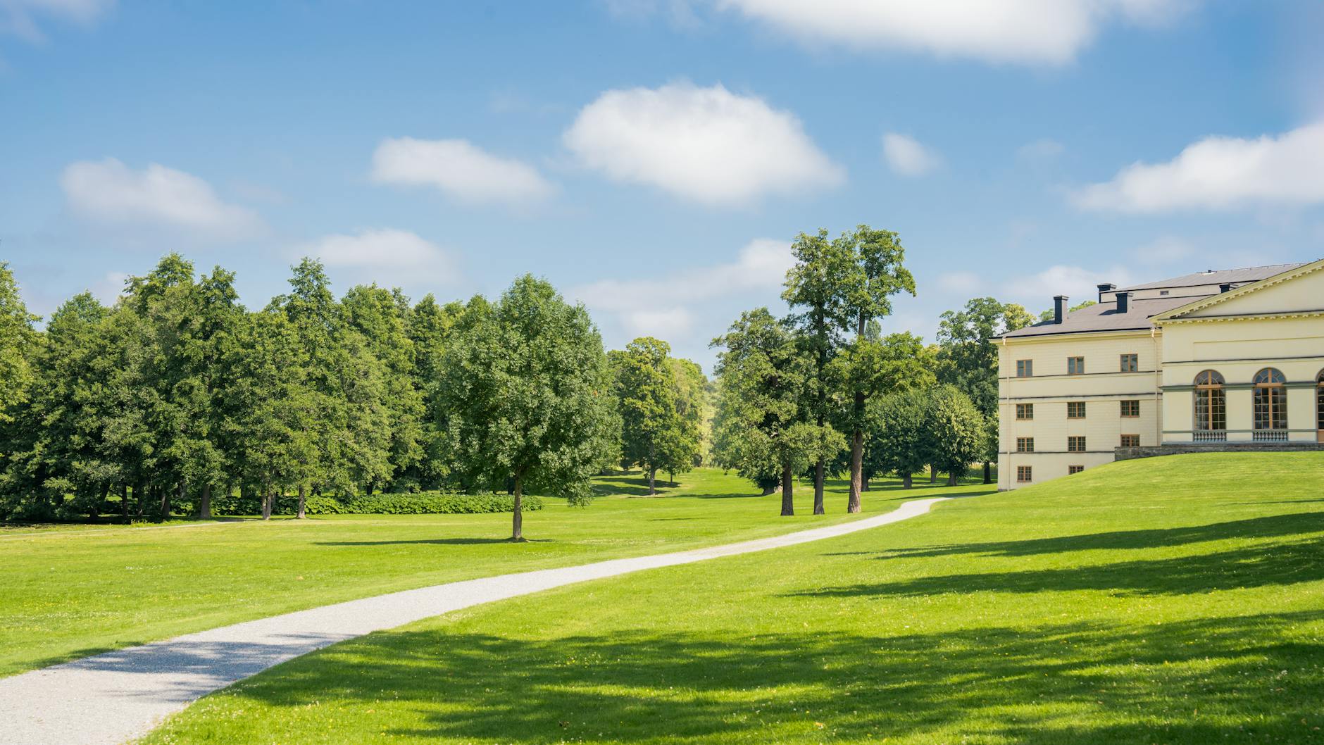 Drottningholm Palace garden walkway for repeat Stockholm excursion planning.