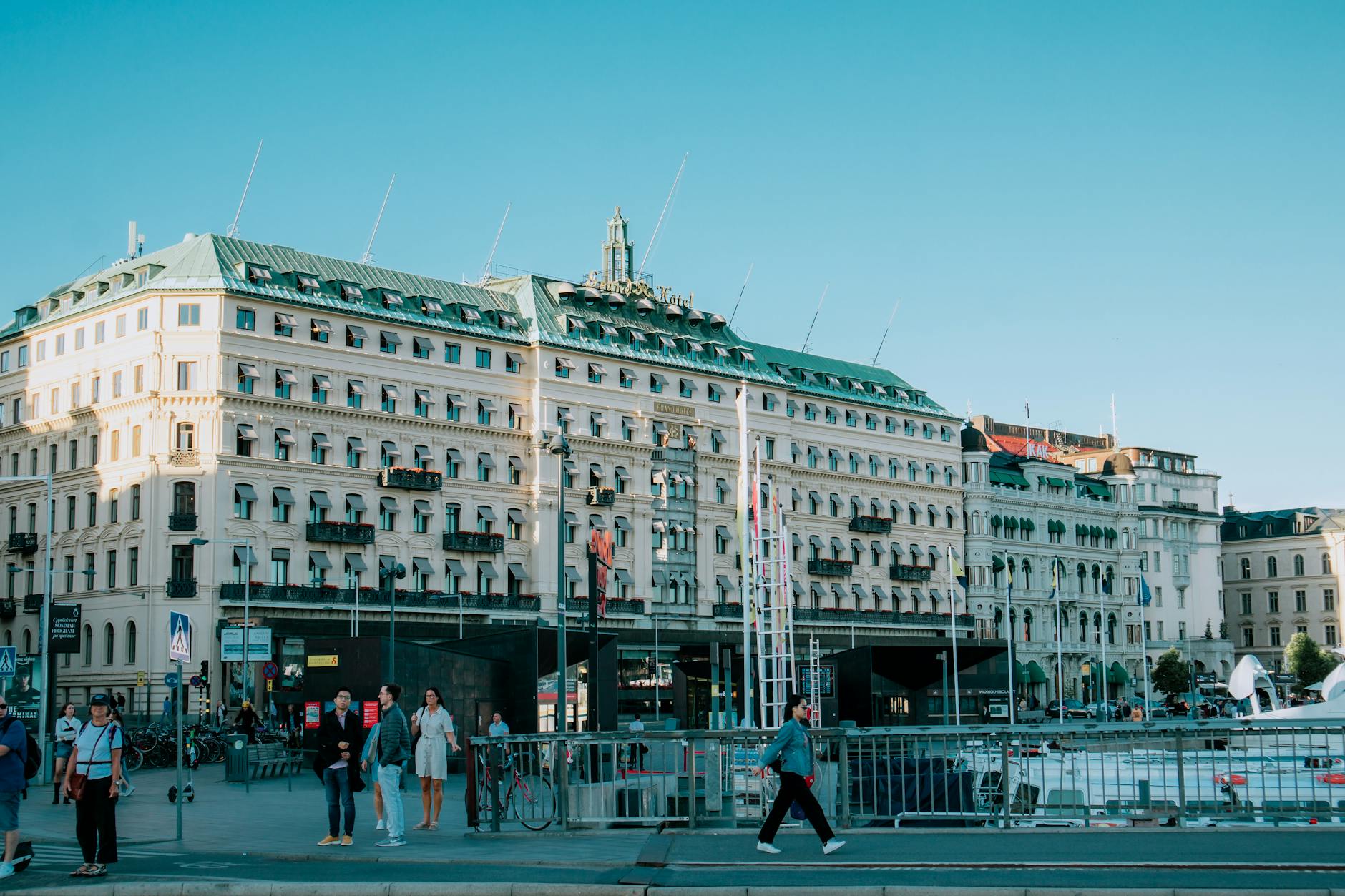 Stockholm city street and historic building for sales trip planning.