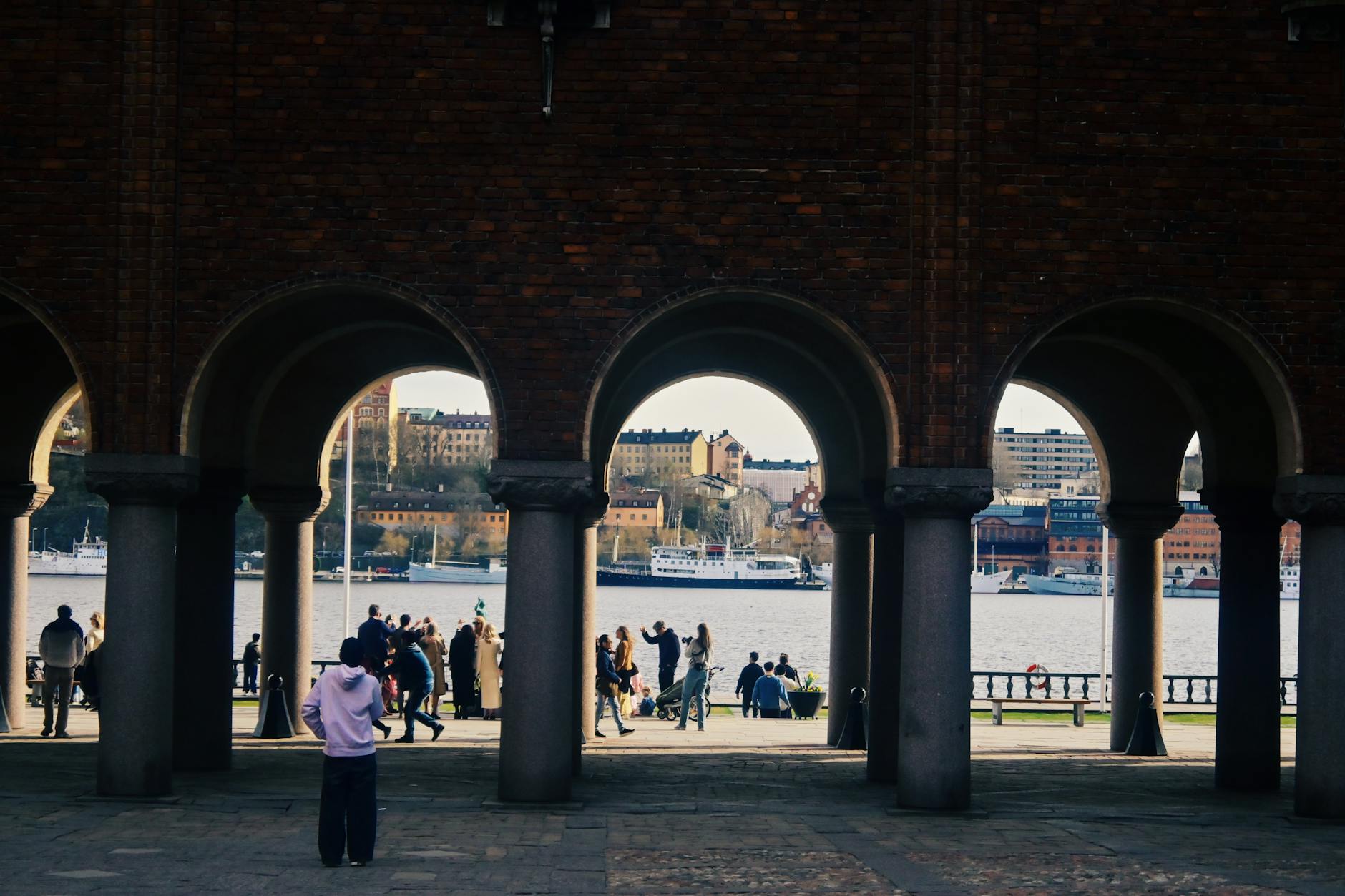 People by Stockholm waterfront for sales account geography planning.