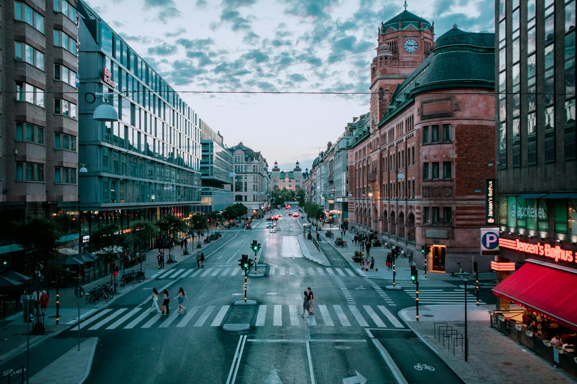 Stockholm evening street for solo neighborhood planning.