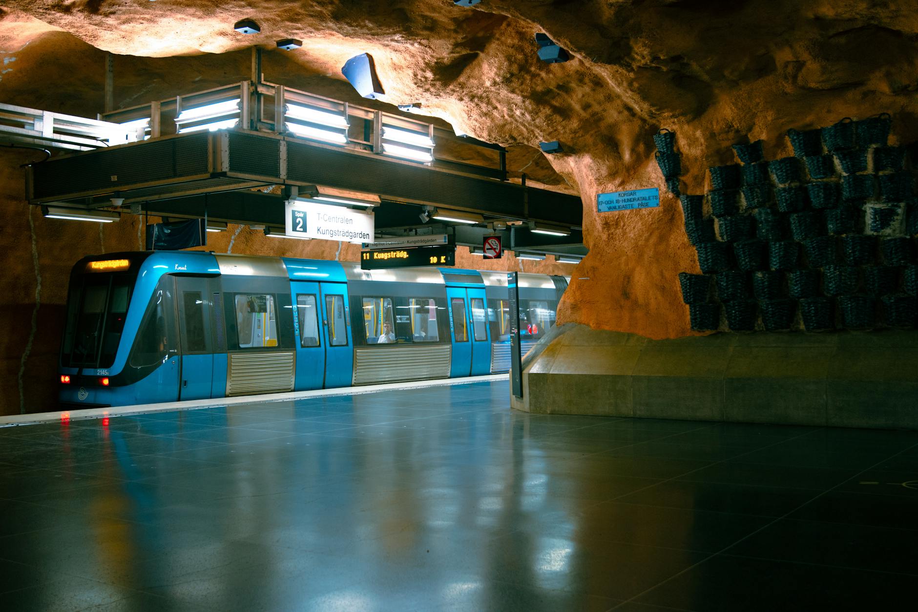 Stockholm blue metro station for stopover timing planning.