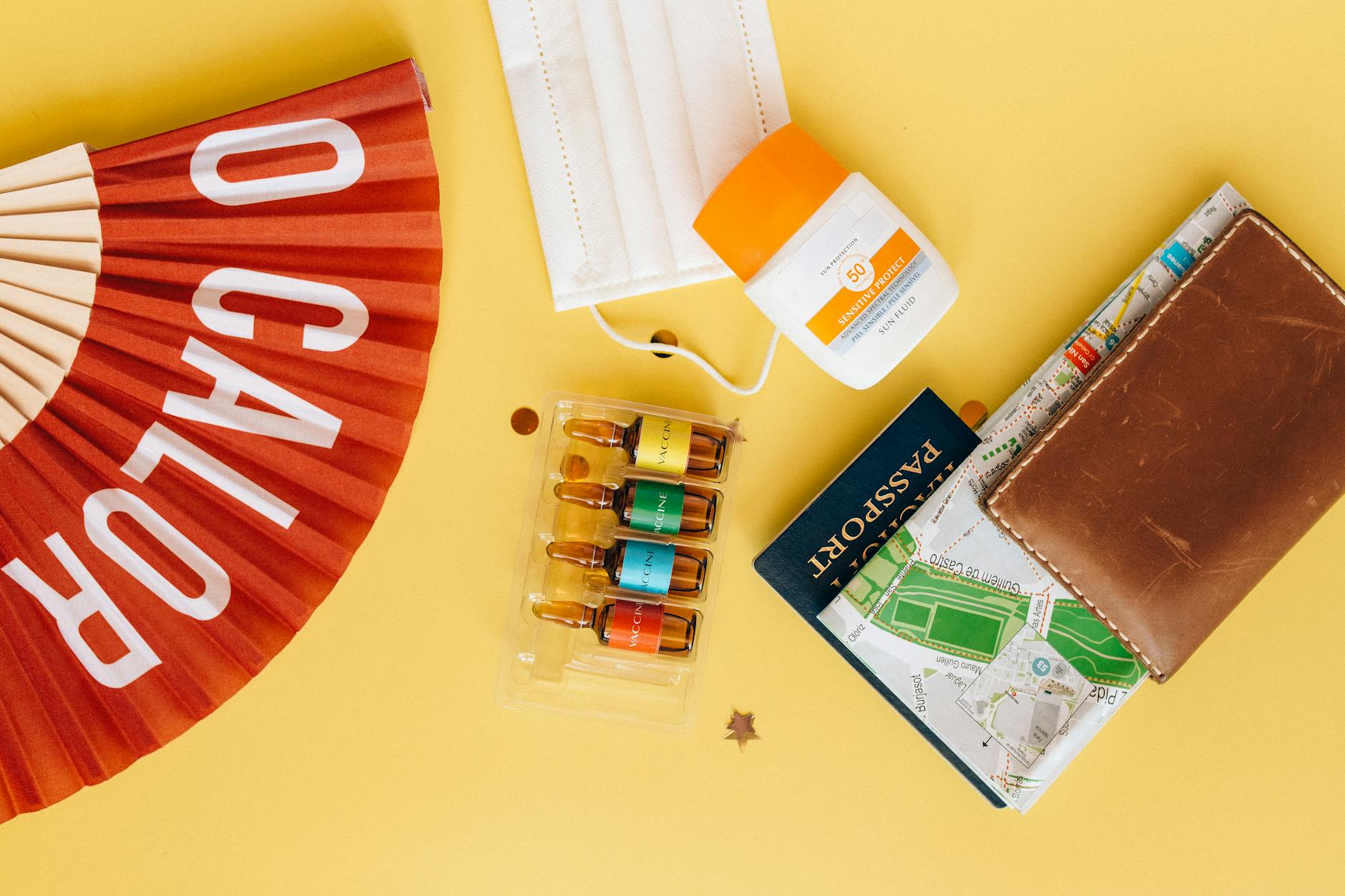 Travel health documents and medication items for Stockholm preparation.
