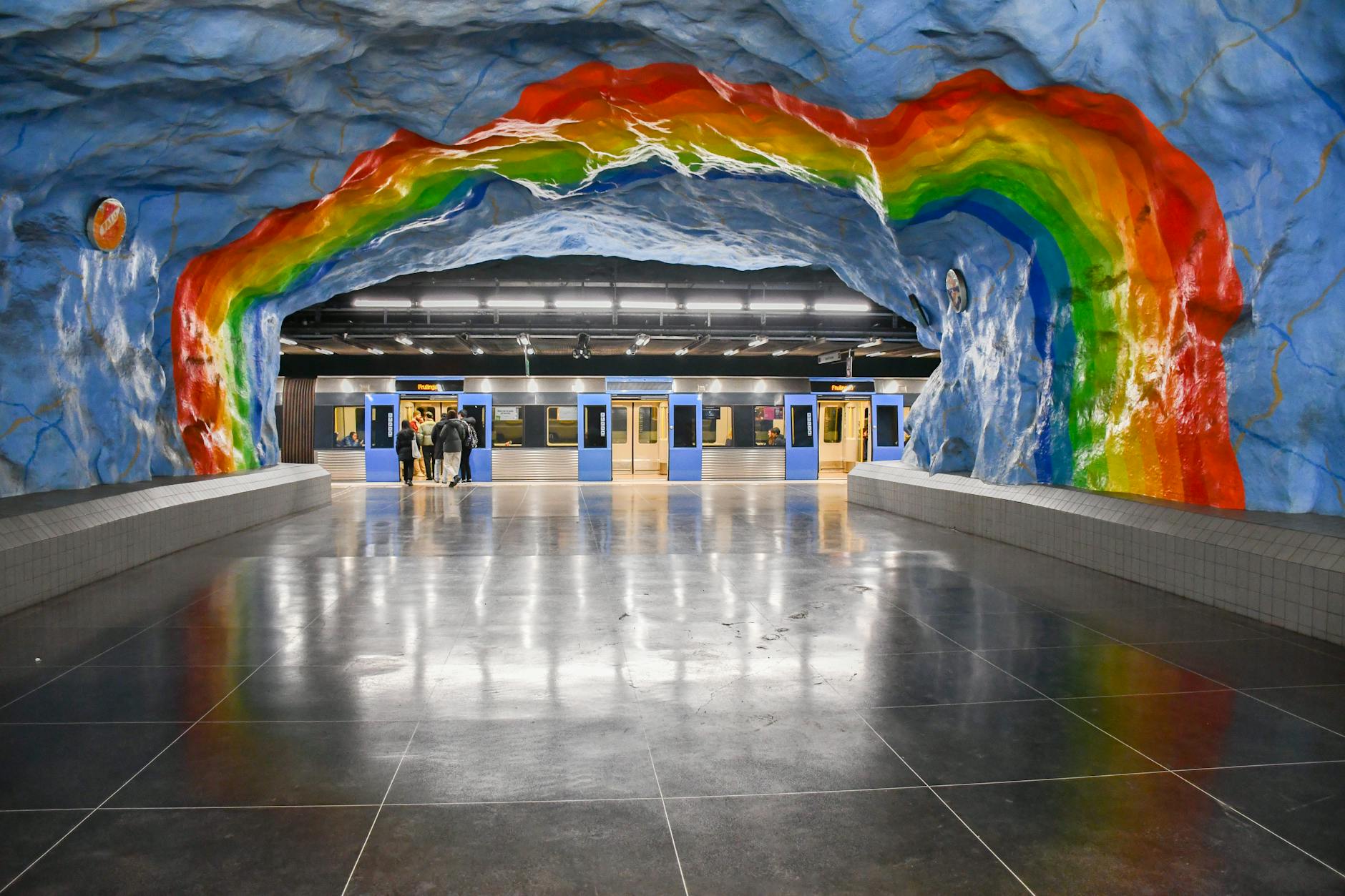 Stockholm metro station art for accessible transit planning.