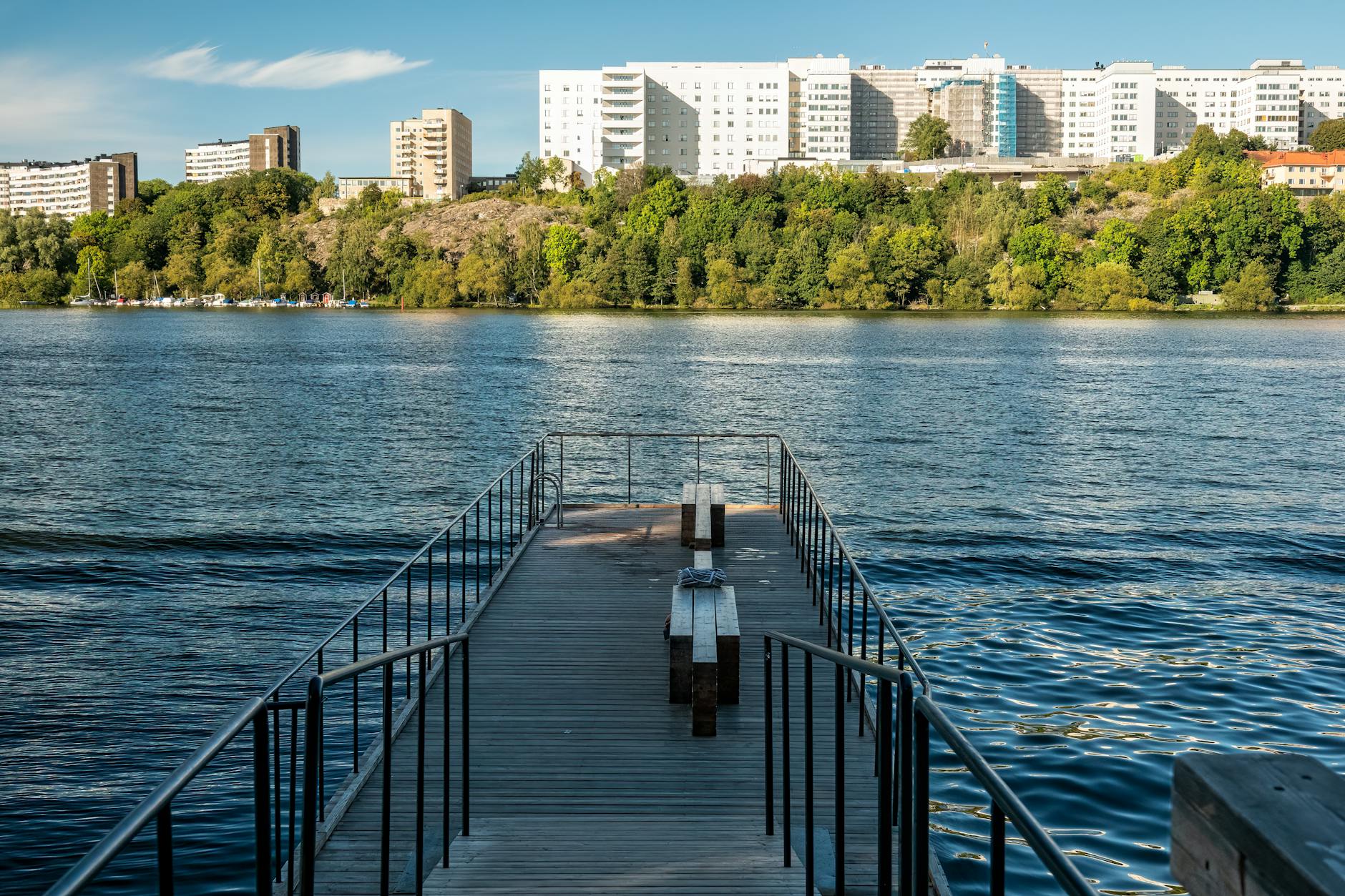 Stockholm waterfront pier for mobility-limited arrival planning.