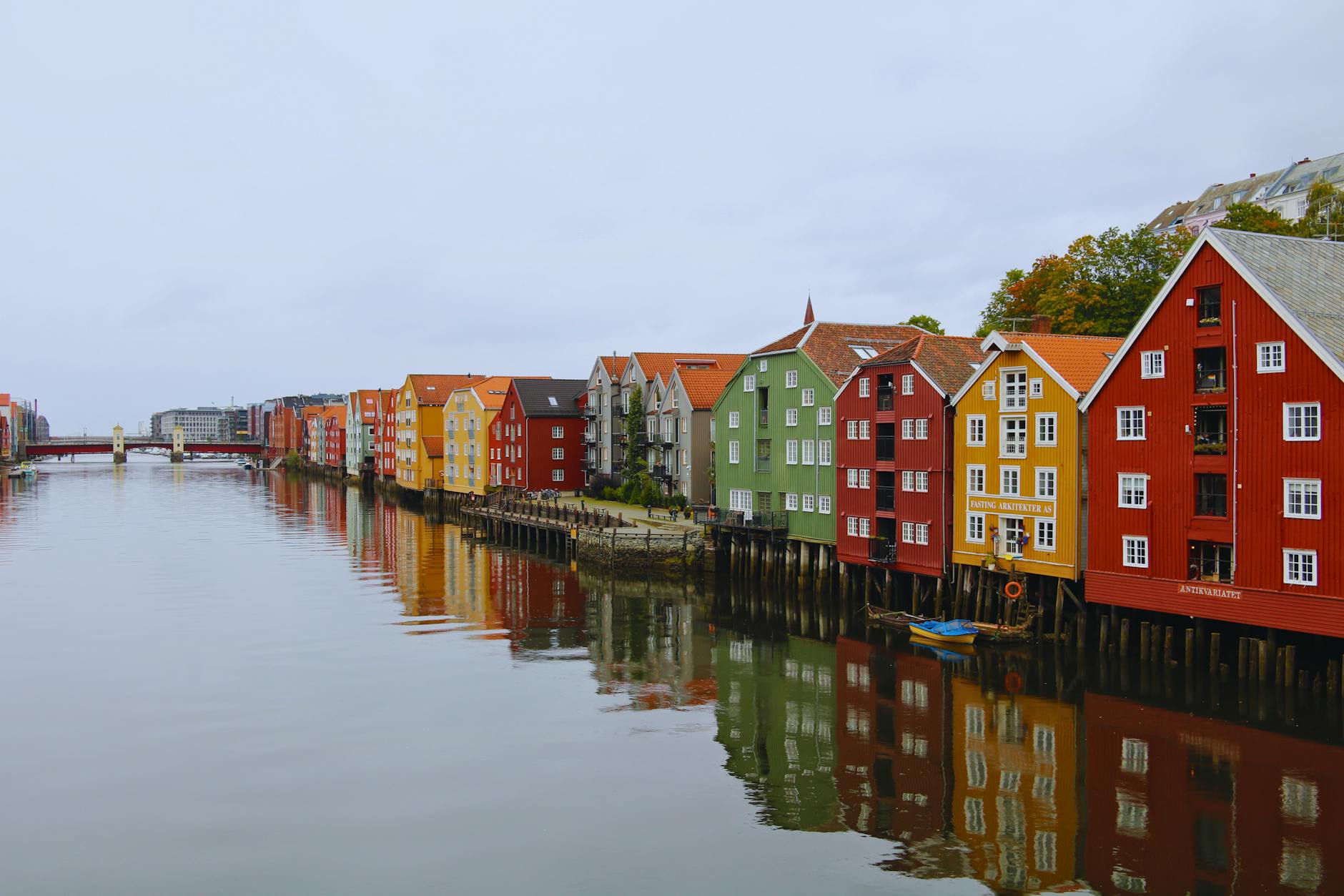Trondheim river waterfront for academic conference report planning.