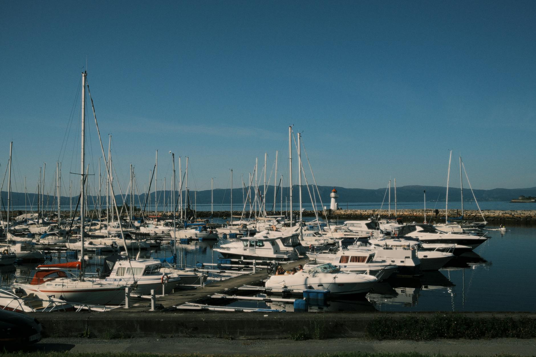 Marina with boats for Trondheim consultant travel planning.