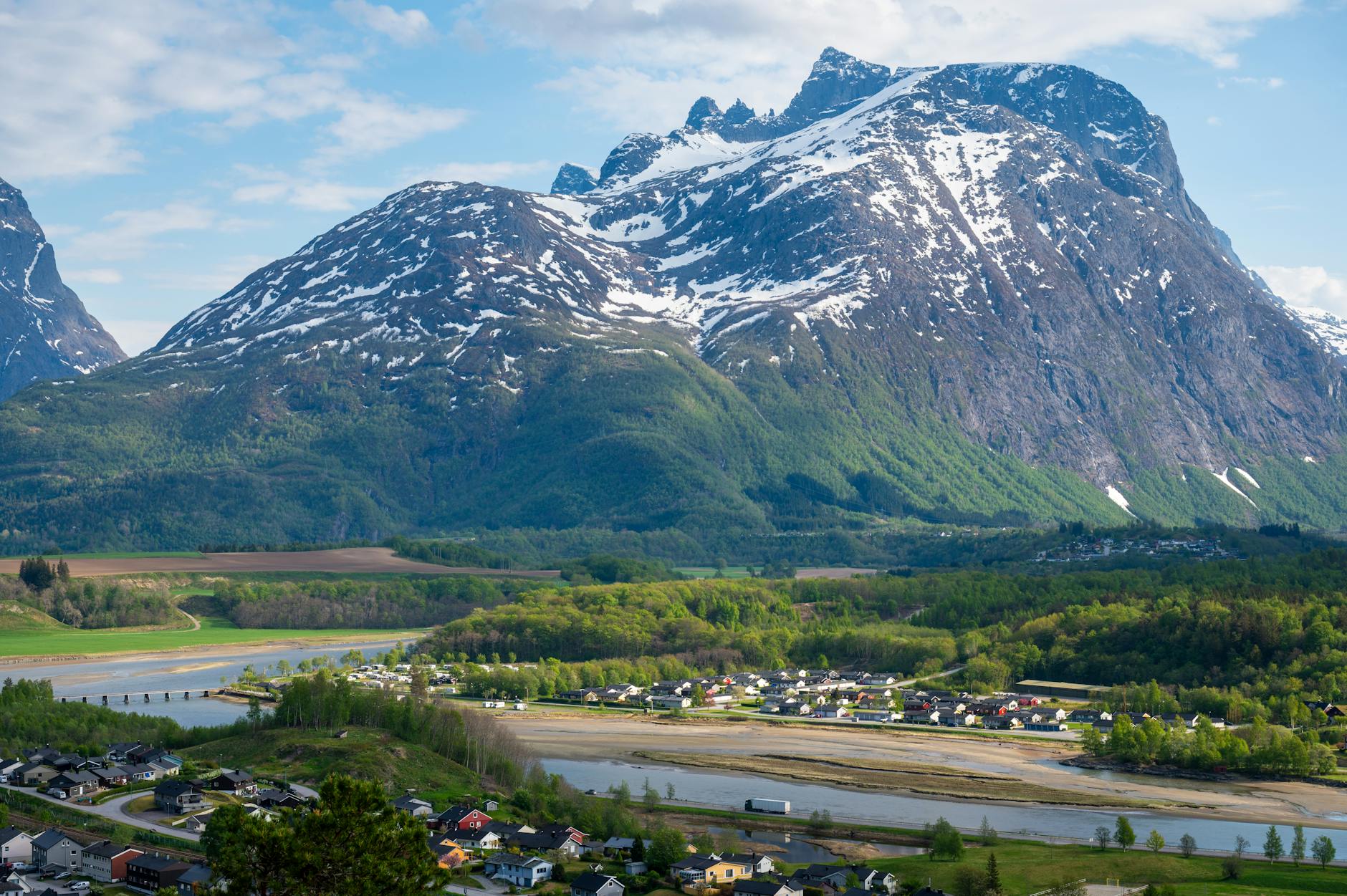 Norwegian mountain and river view for Trondheim repeat leisure extension planning.