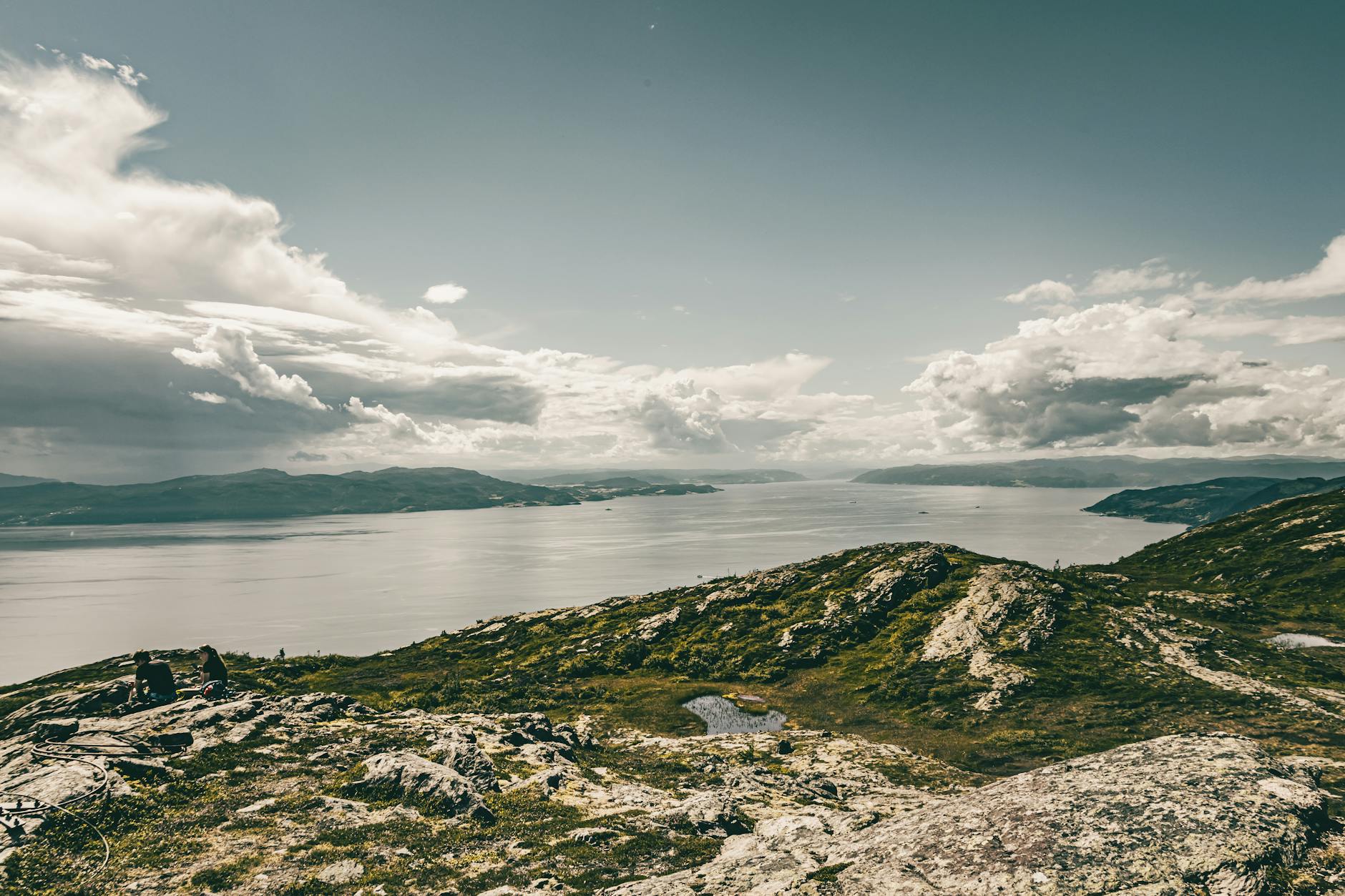 Norwegian peak over Trondheim Fjord for tourist scenery planning.