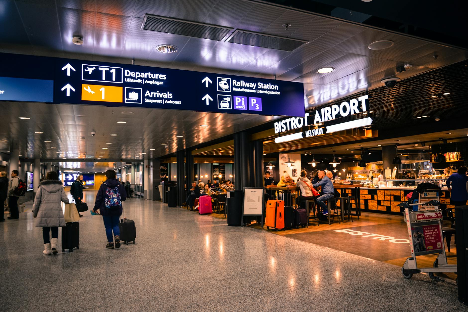 Airport interior for Trondheim stopover decision planning.