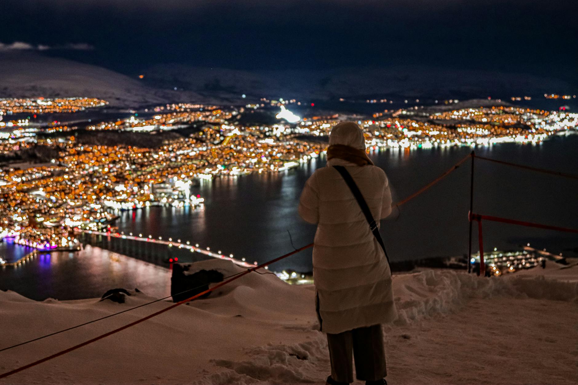 Night city overlook for Trondheim evening return planning.