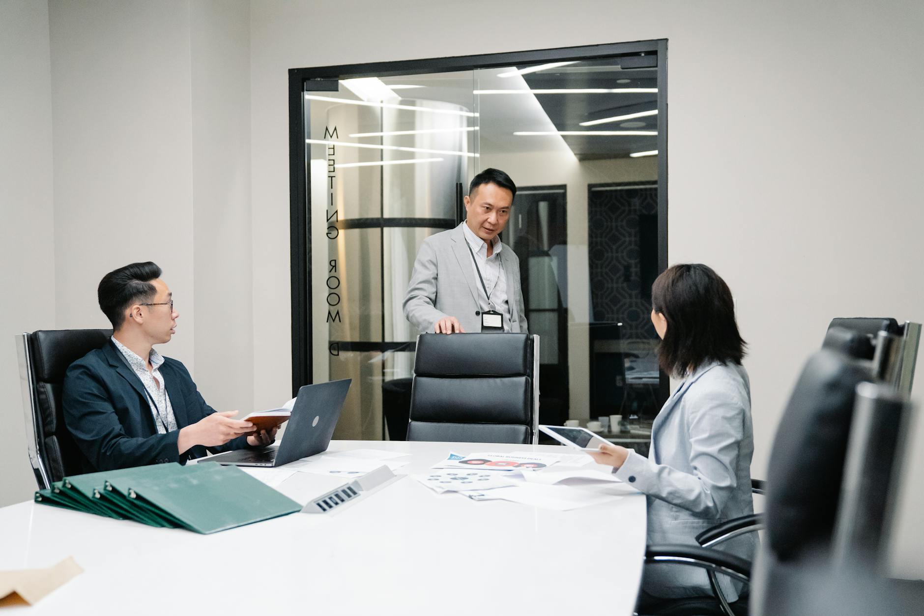 Investor meeting room and confidential work planning context.