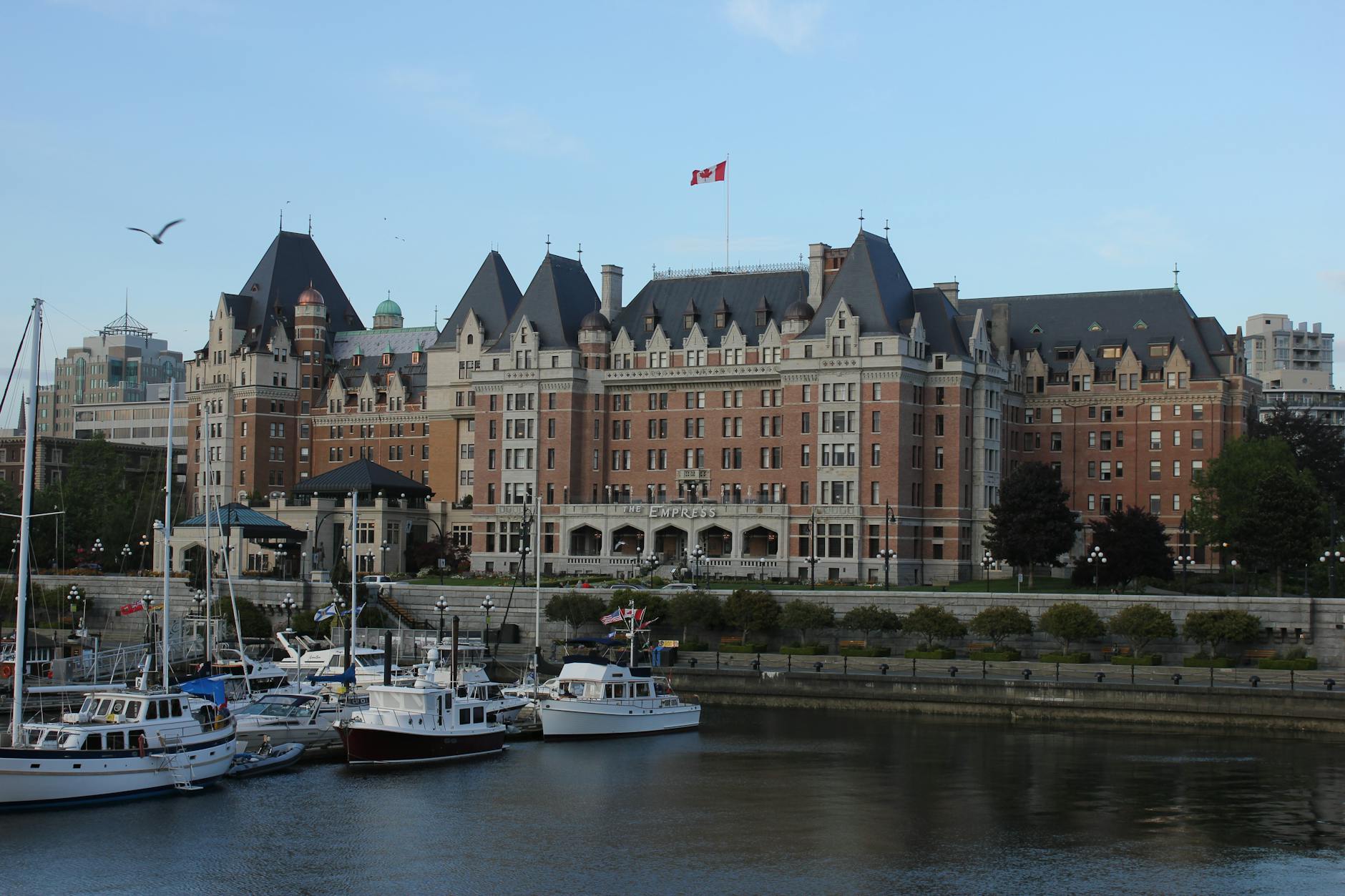 Fairmont Empress Hotel and yachts at Victoria Harbour
