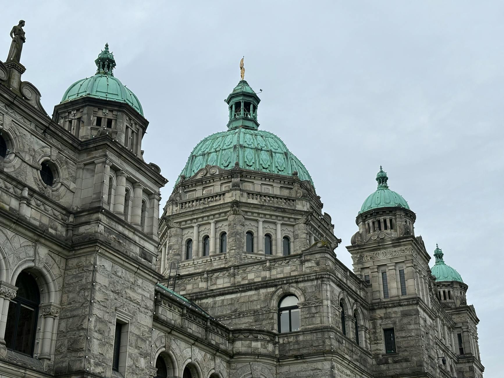 British Columbia Parliament Building in Victoria with green domes