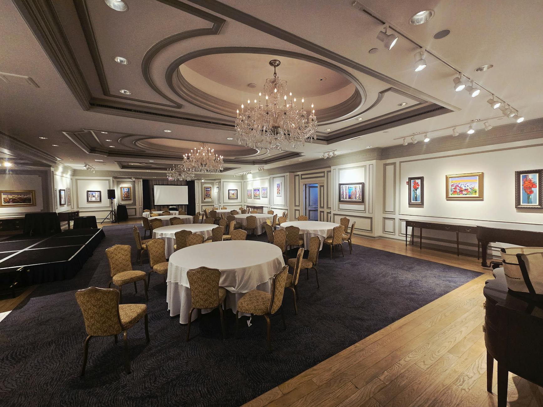 Elegant banquet hall arranged for an event