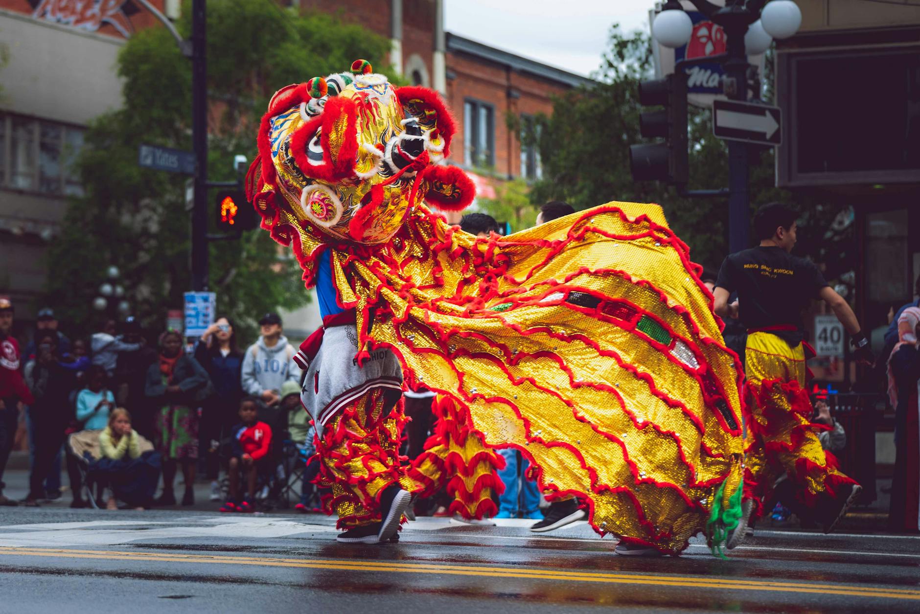 Dragon dance performance during a Victoria street parade