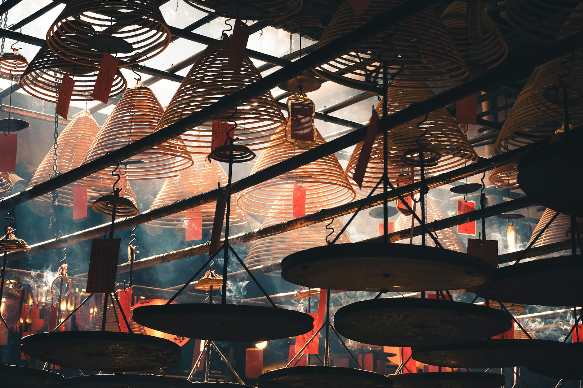 Hong Kong temple detail and religious food dress planning context.