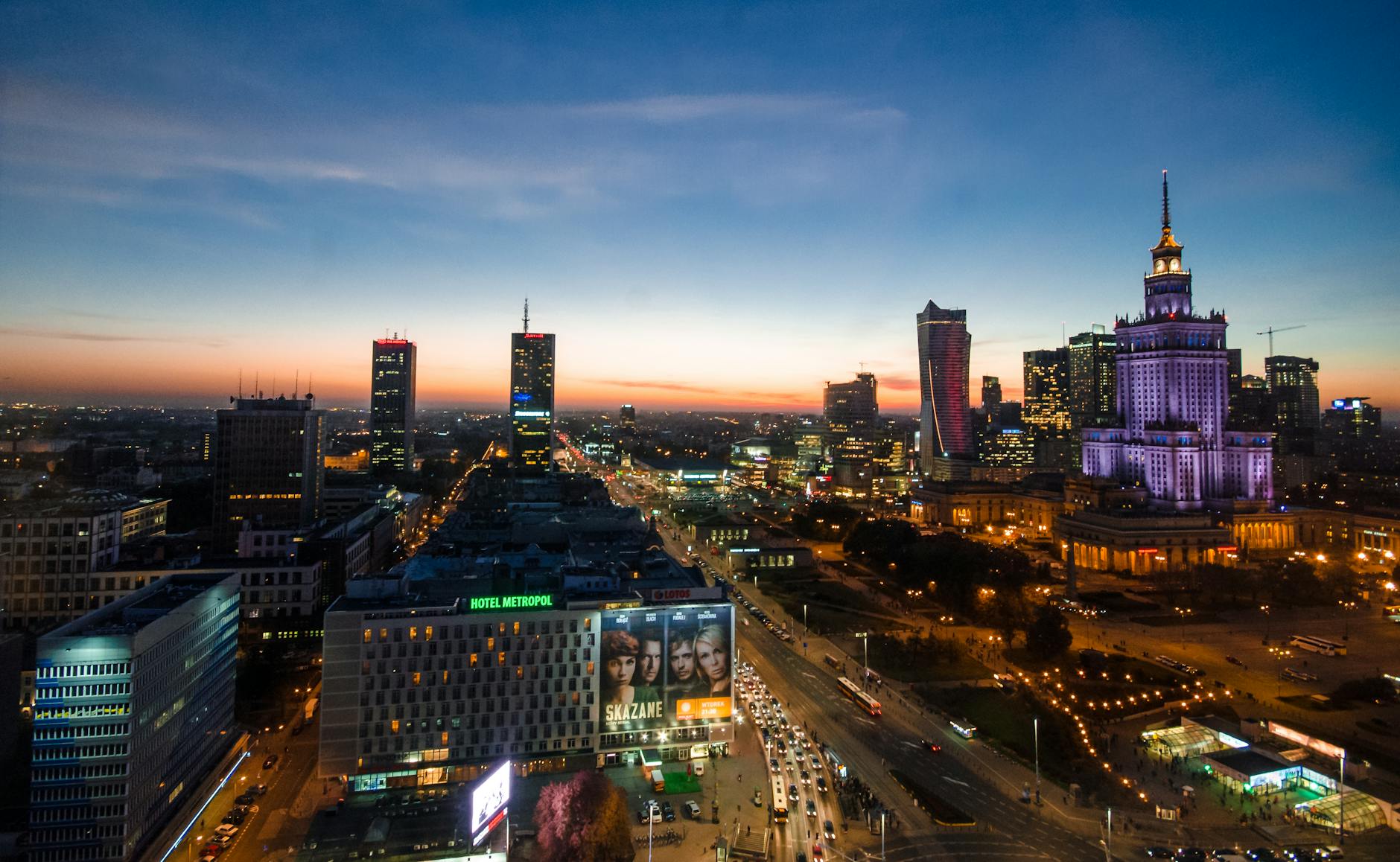 Warsaw city transit setting for business movement planning.