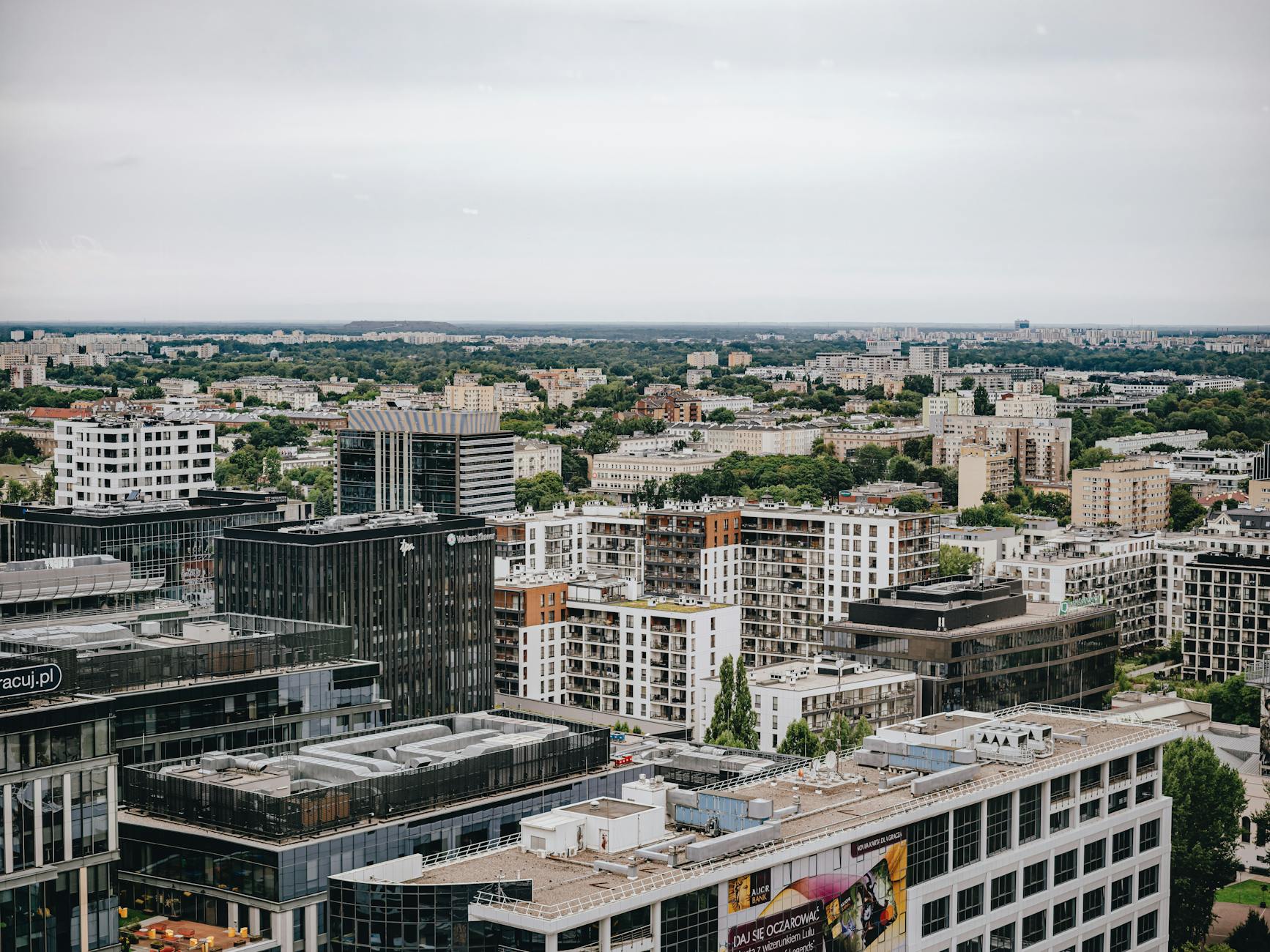 Warsaw skyline for consultant travel report planning.
