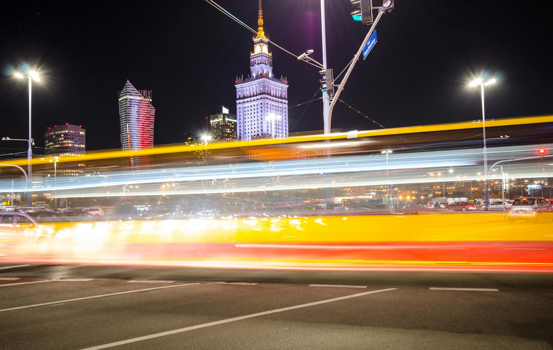 Warsaw street and transport setting for journalist movement planning.