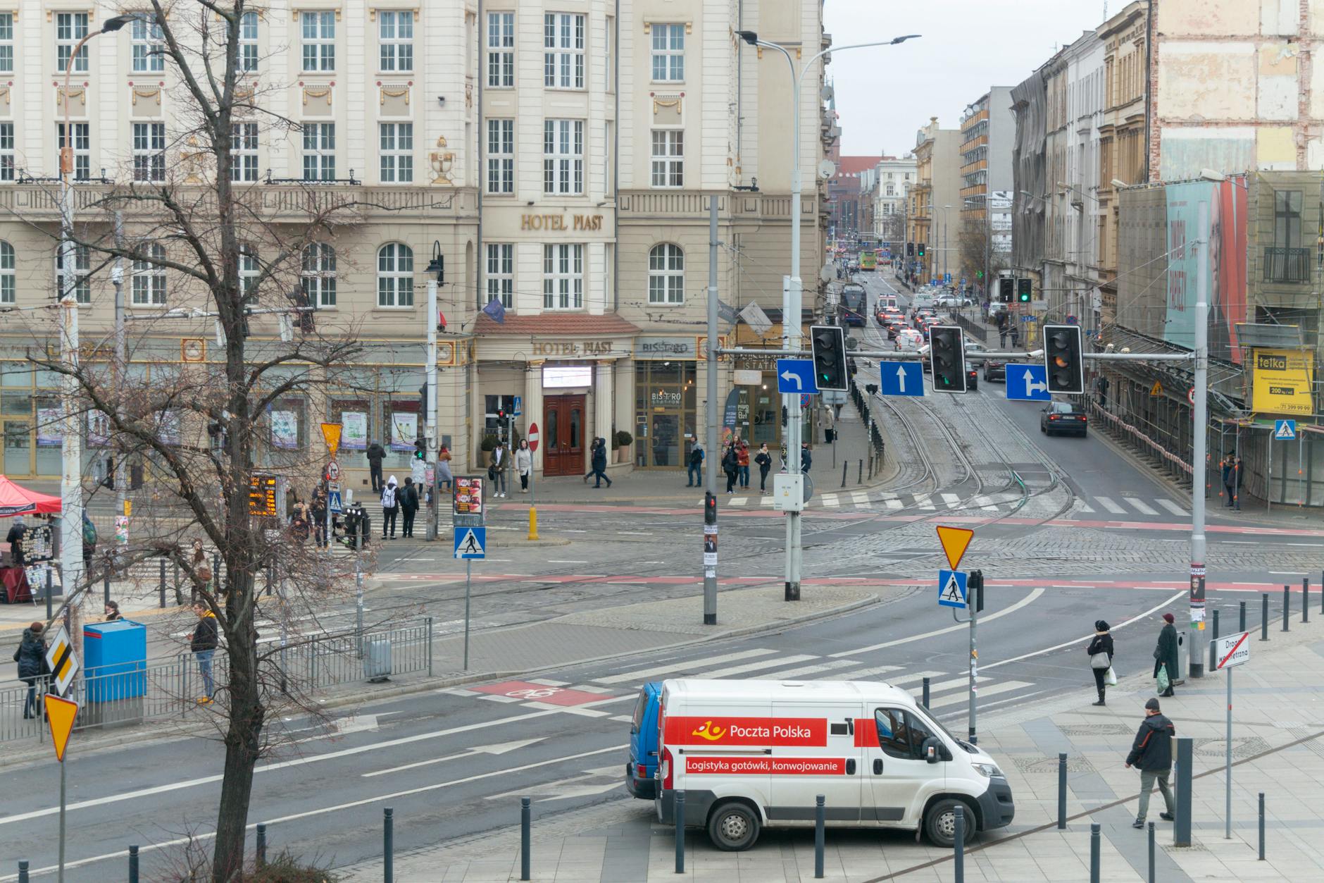 Warsaw city center street for older traveler walking and hotel planning.