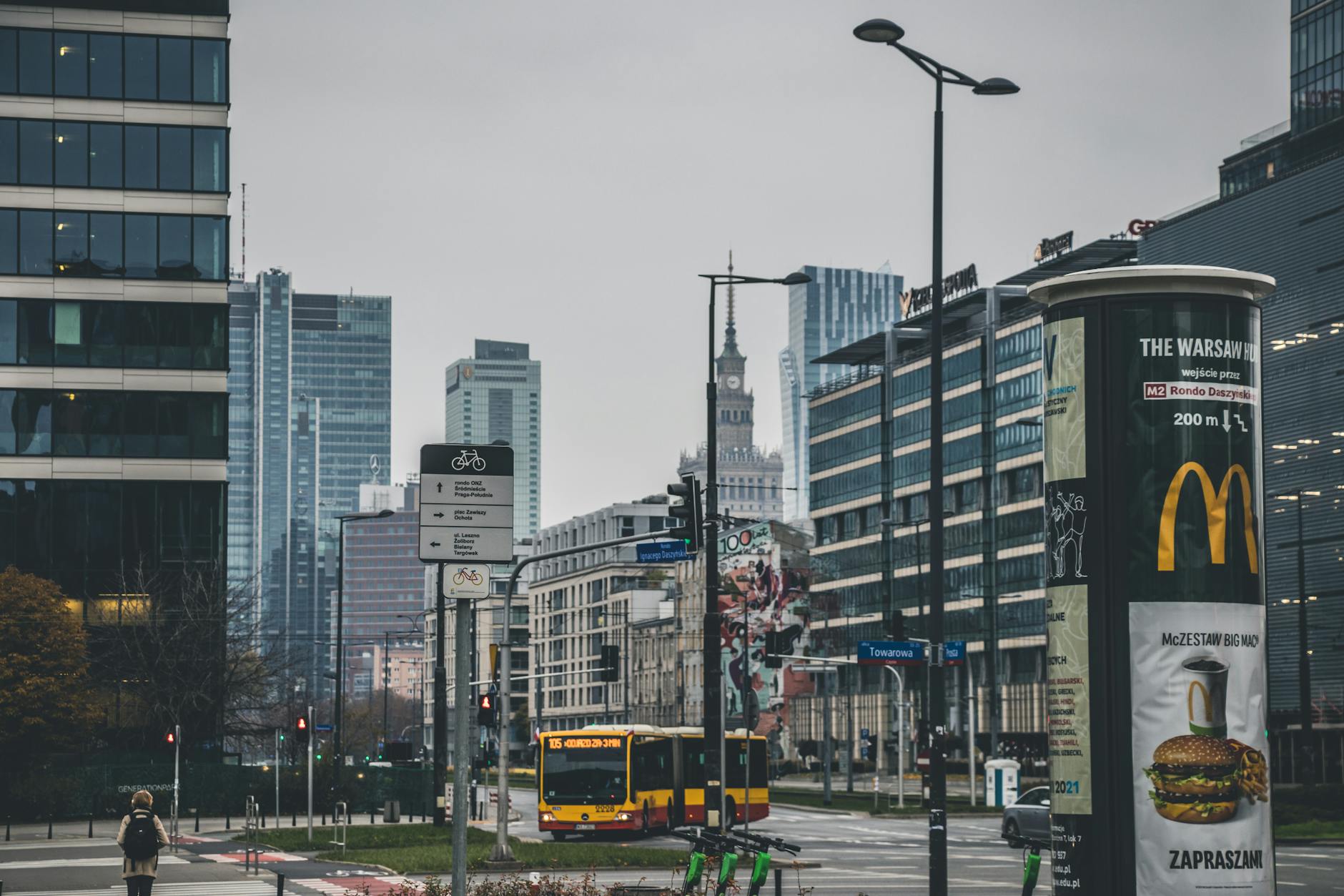 Warsaw business street for sales meeting movement planning.
