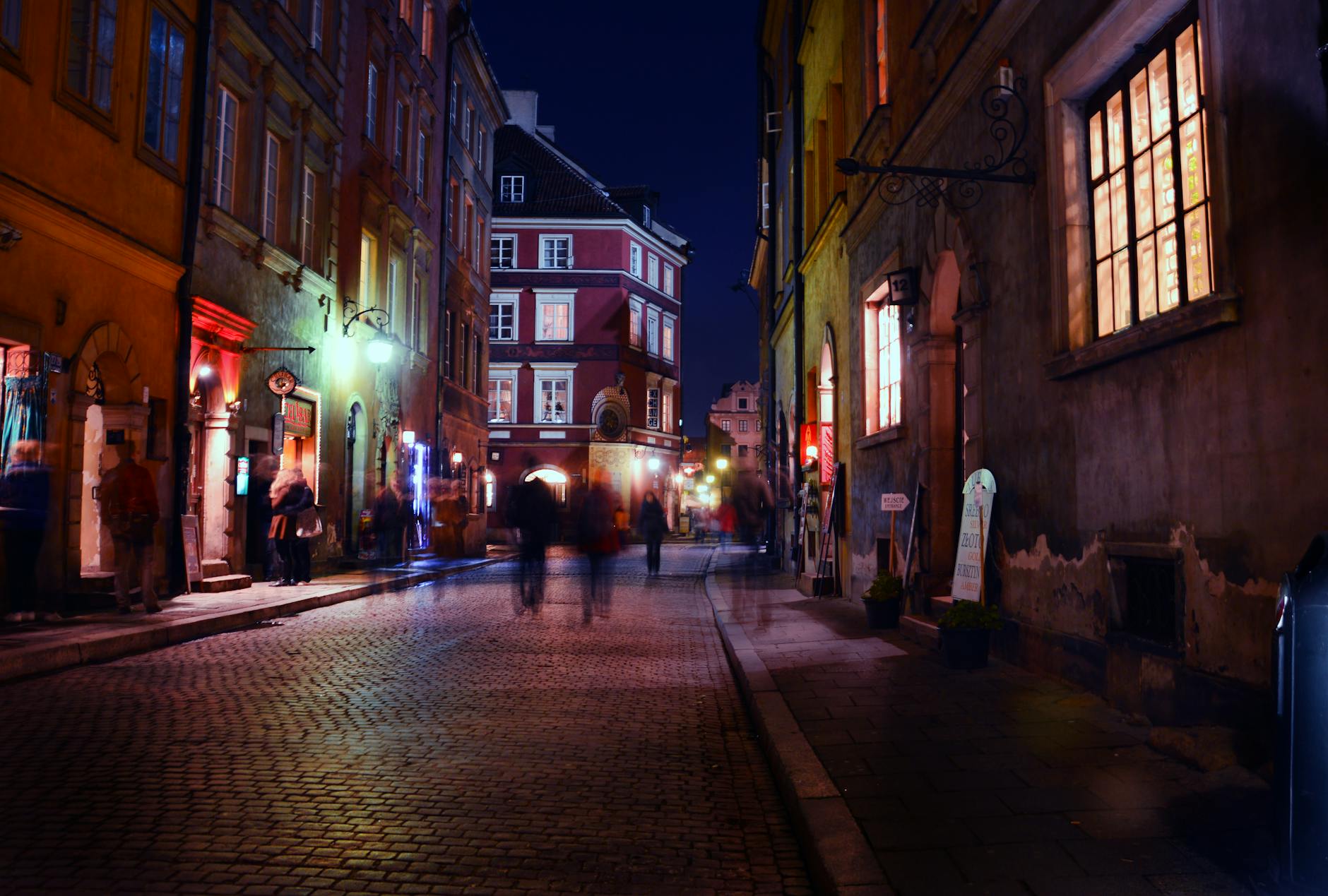 Warsaw evening street for student social planning.