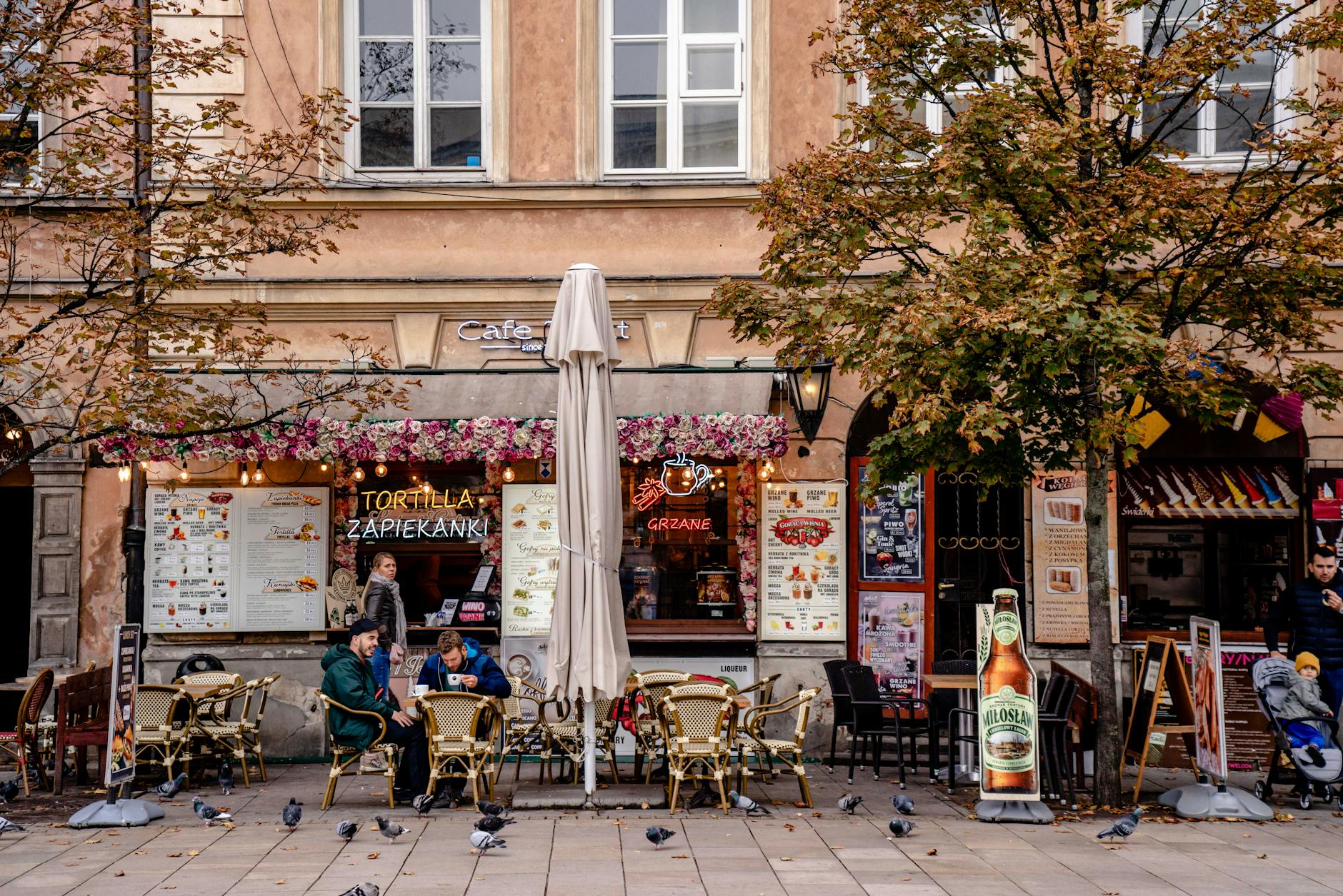 Warsaw quiet restaurant street for food and evening planning with medical constraints.