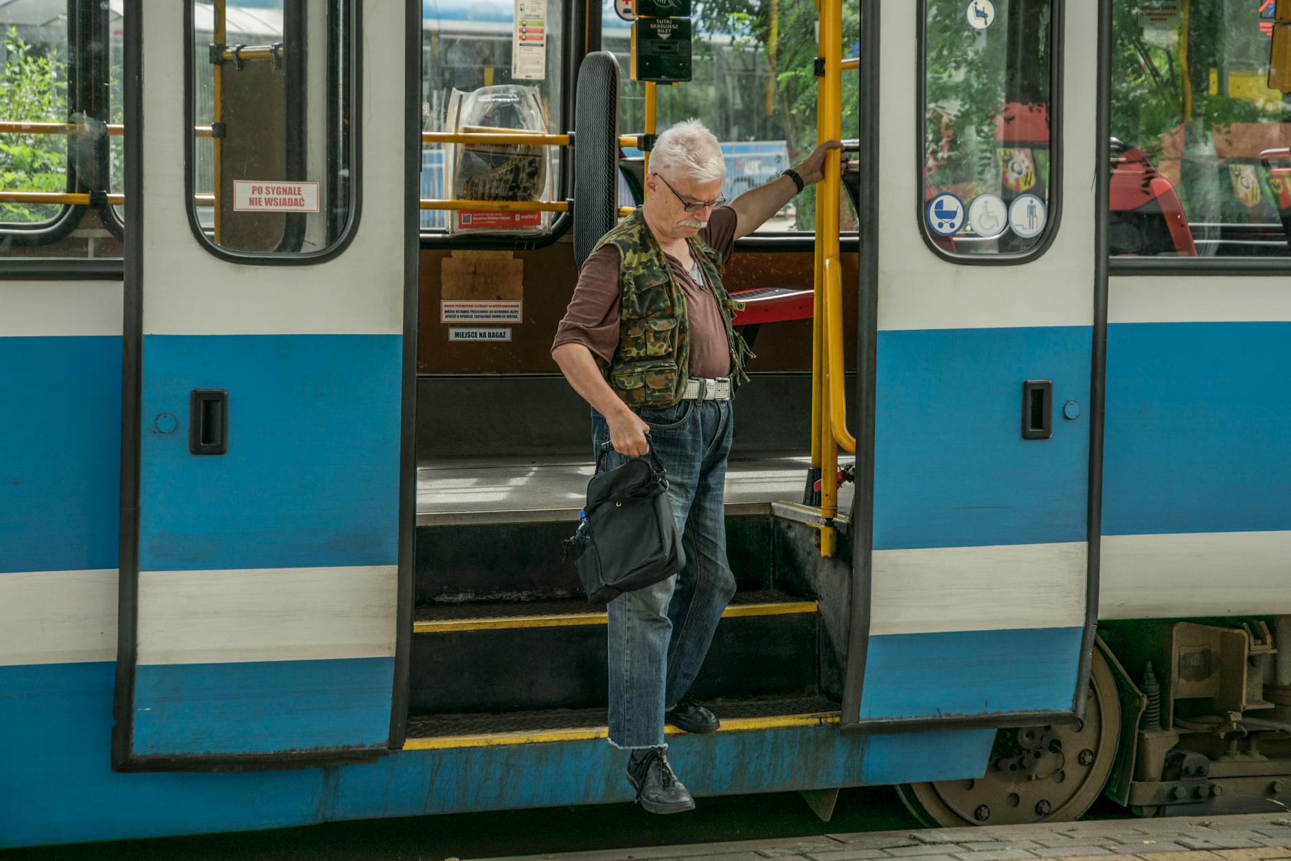 Warsaw tram and street setting for medical-constraint transport planning.