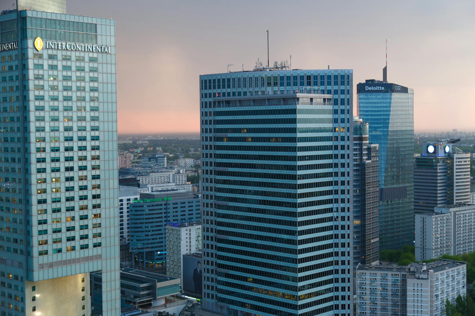 Warsaw hotel and city center setting for medical-constraint lodging planning.