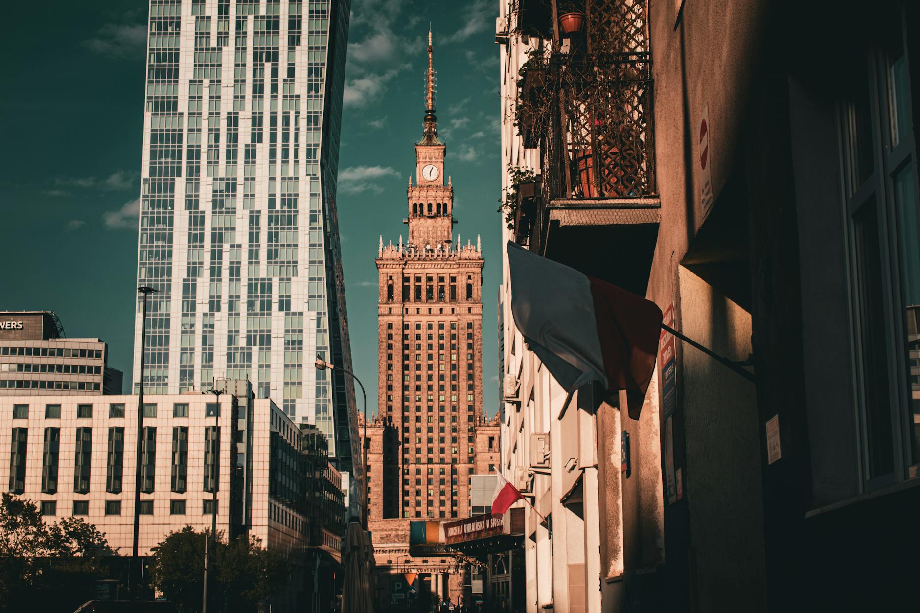 Warsaw city center hotel area for mobility-limited access planning.