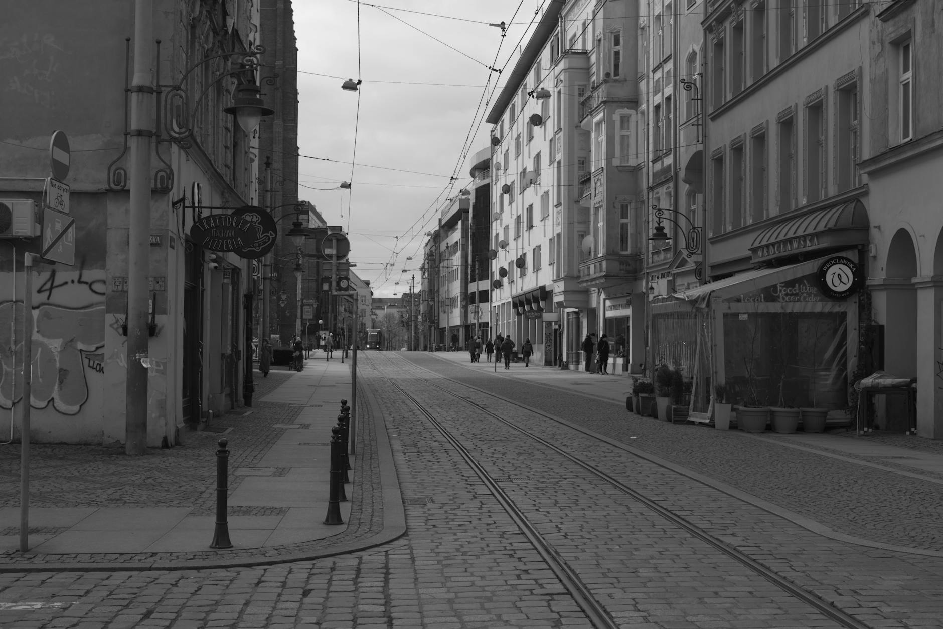 Wroclaw tram and street for business transport planning.