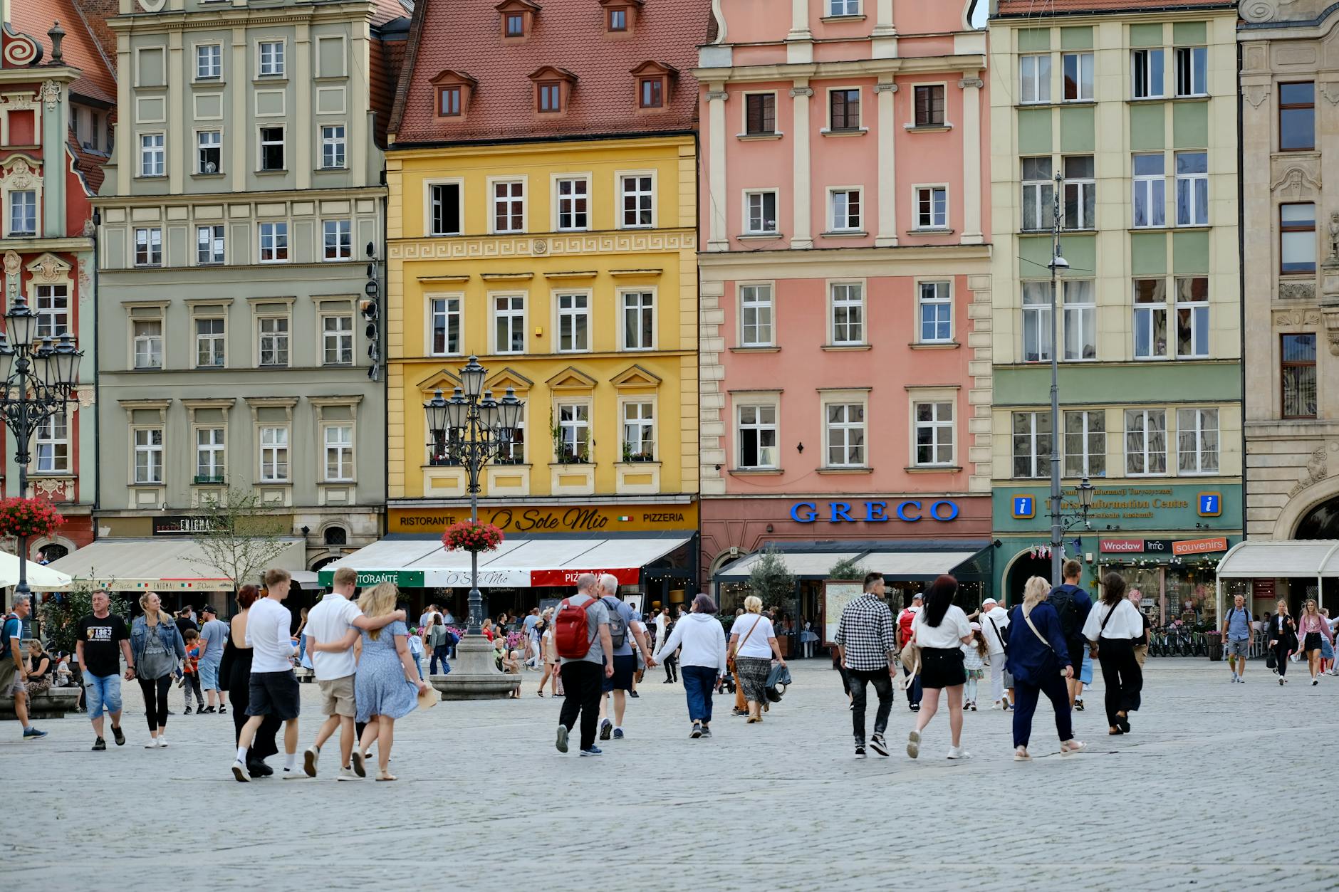 Wroclaw cafe and restaurant setting for business work blocks.