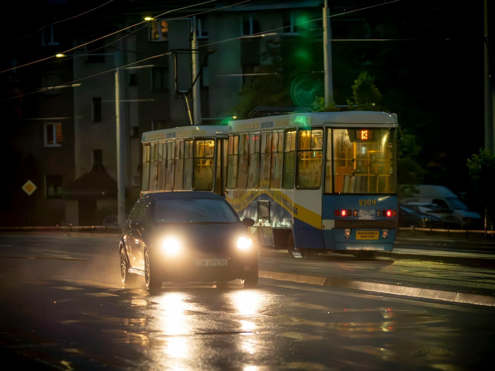 Wroclaw tram and night transport setting for nightlife planning.