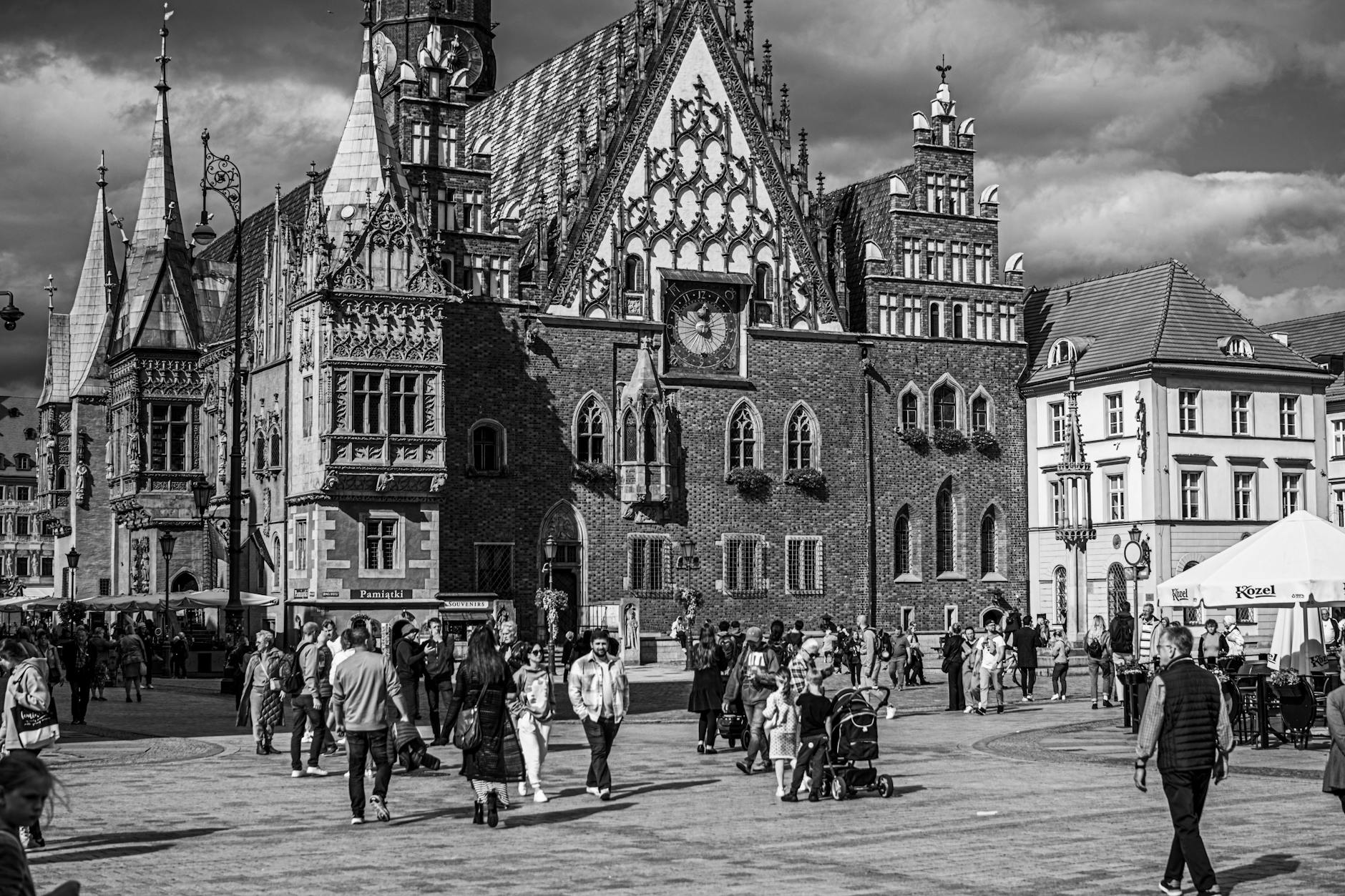 Wroclaw market square setting for tourist travel planning.