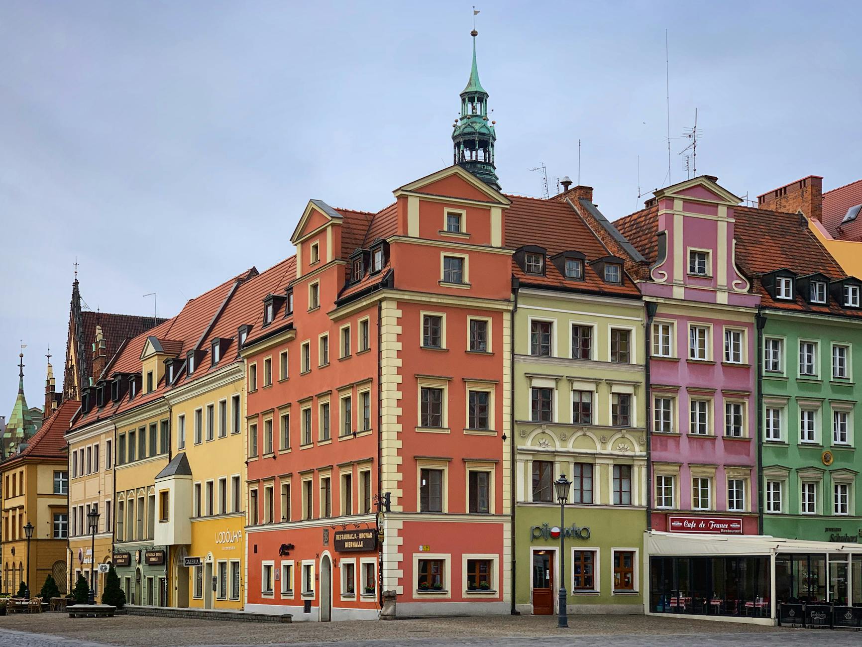 Wroclaw old-town street for tourist route planning.