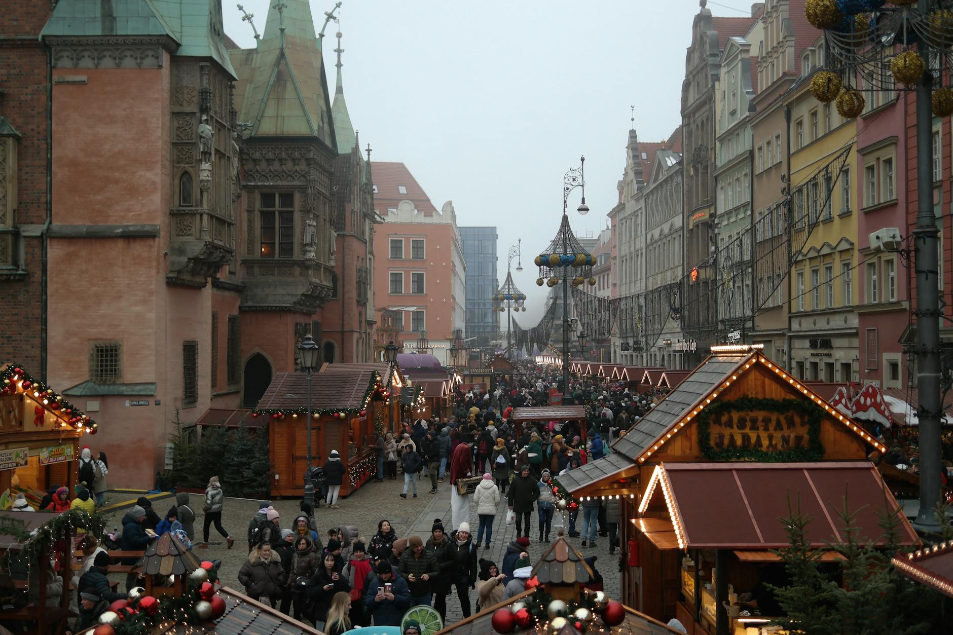 Wroclaw old-town dining area for trade-show client meals.