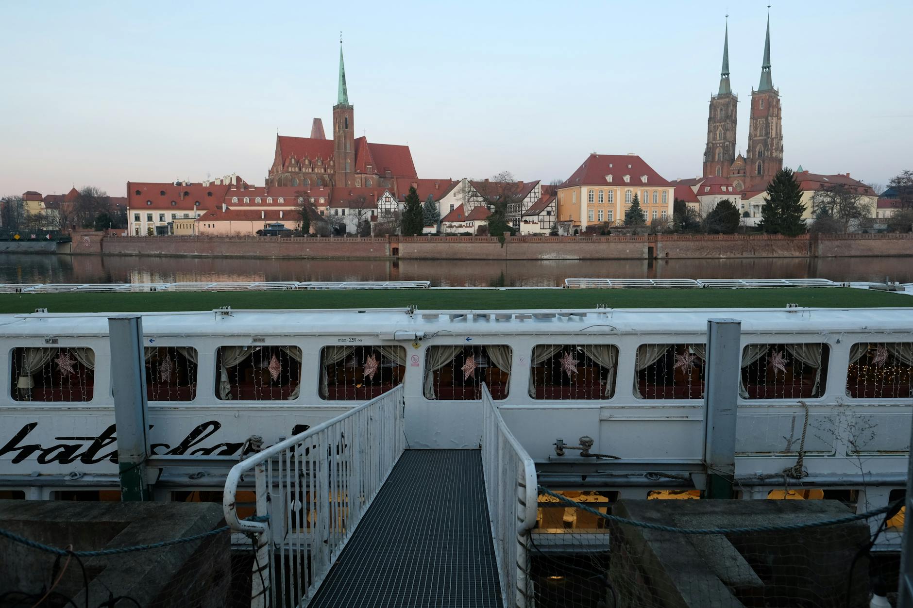 Wroclaw evening city setting for medical-constraints planning.