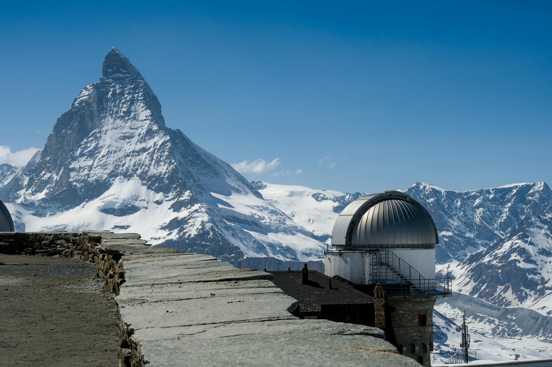 Snowy Matterhorn and Gornergrat setting for conference weather planning.