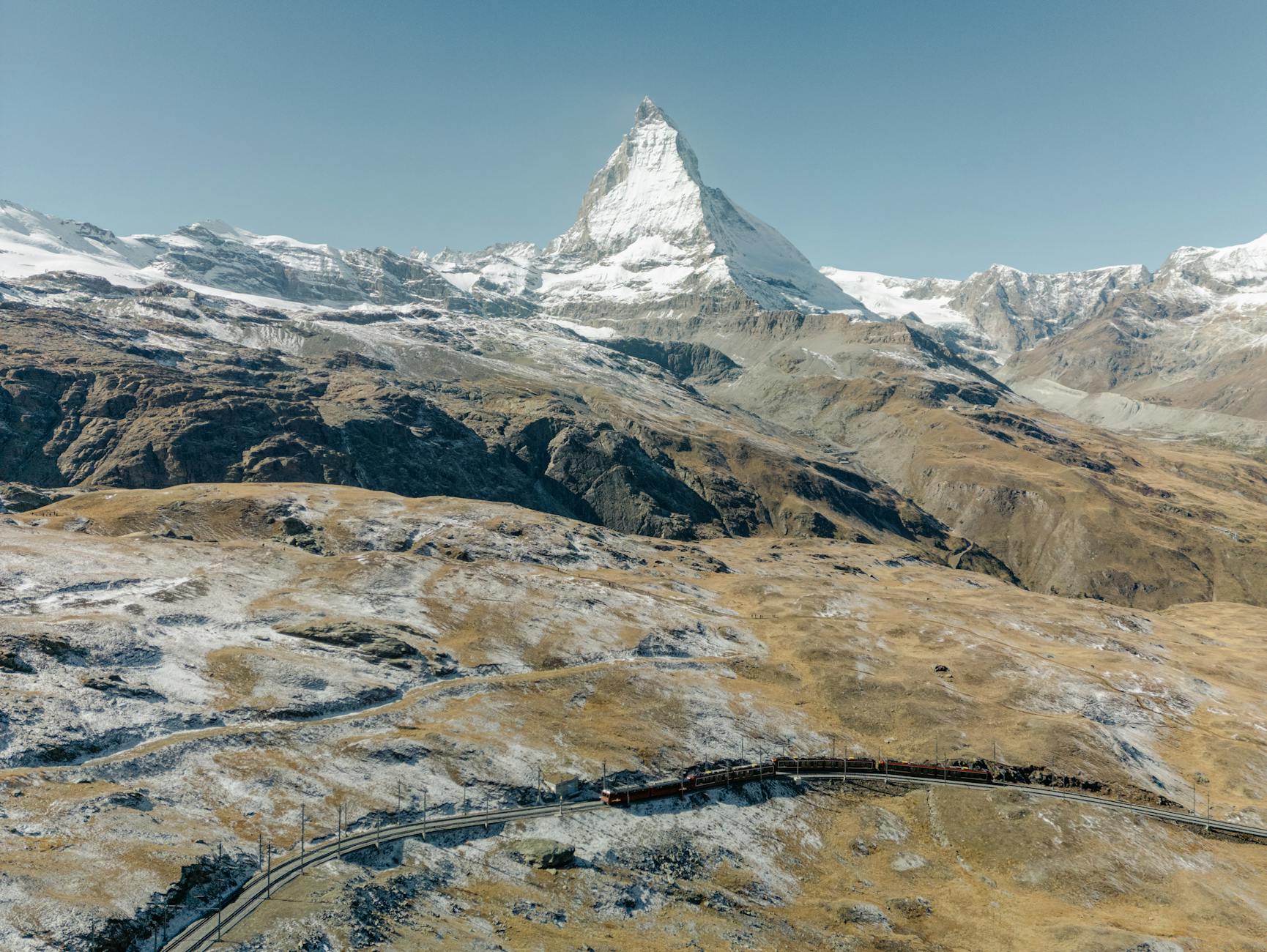 Aerial Matterhorn landscape for Zermatt conference geography planning.