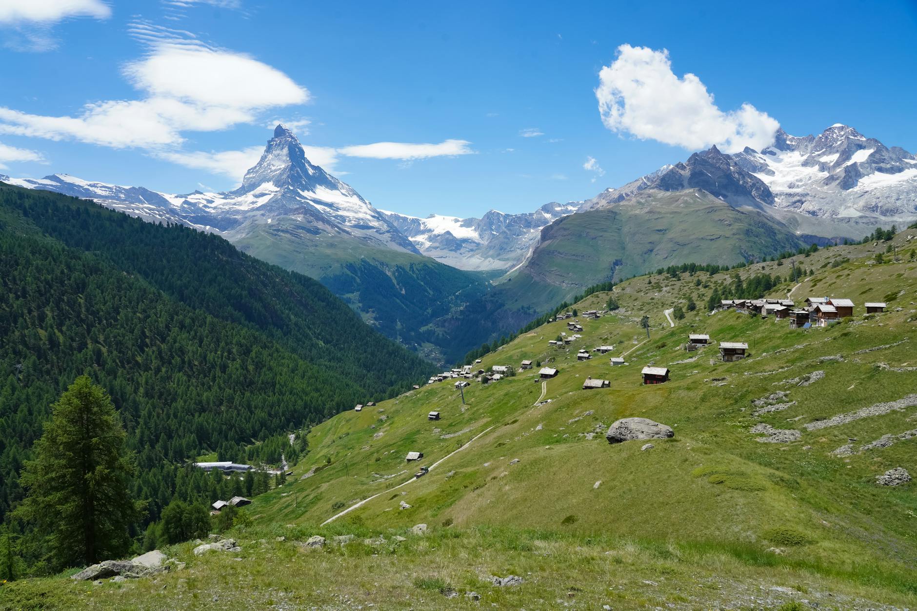 Swiss chalets and Matterhorn for first-time Zermatt hotel decisions.
