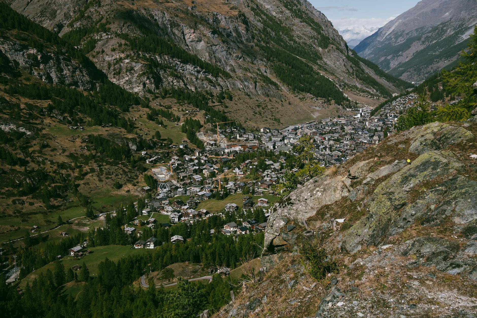 Green-season Zermatt village in the Alps for flexible weather planning.
