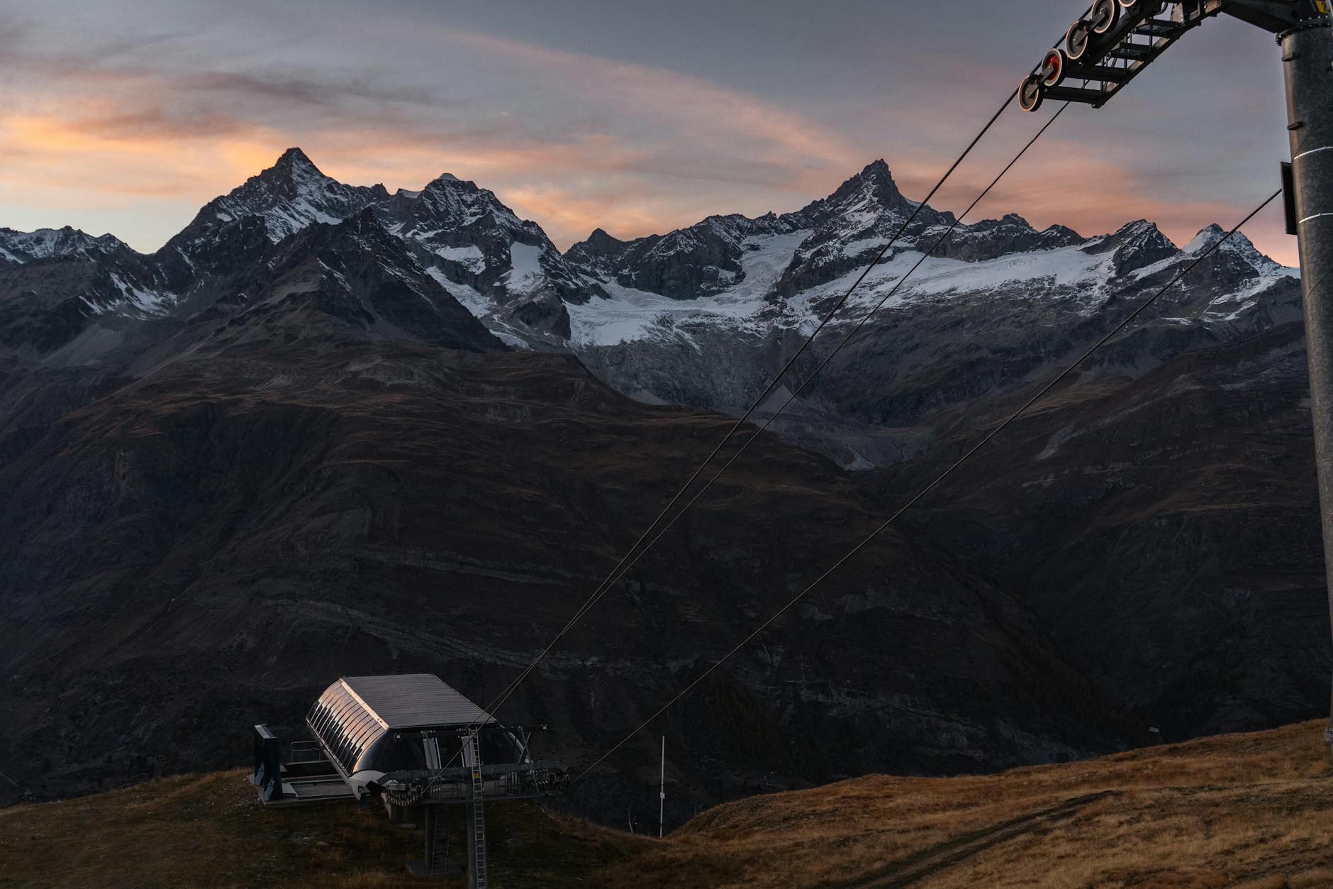 Zermatt mountain cable car and sunset for luxury arrival and activity timing.