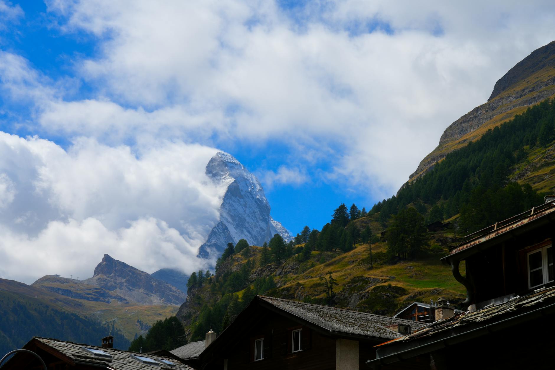 Matterhorn above Zermatt village for older traveler planning.