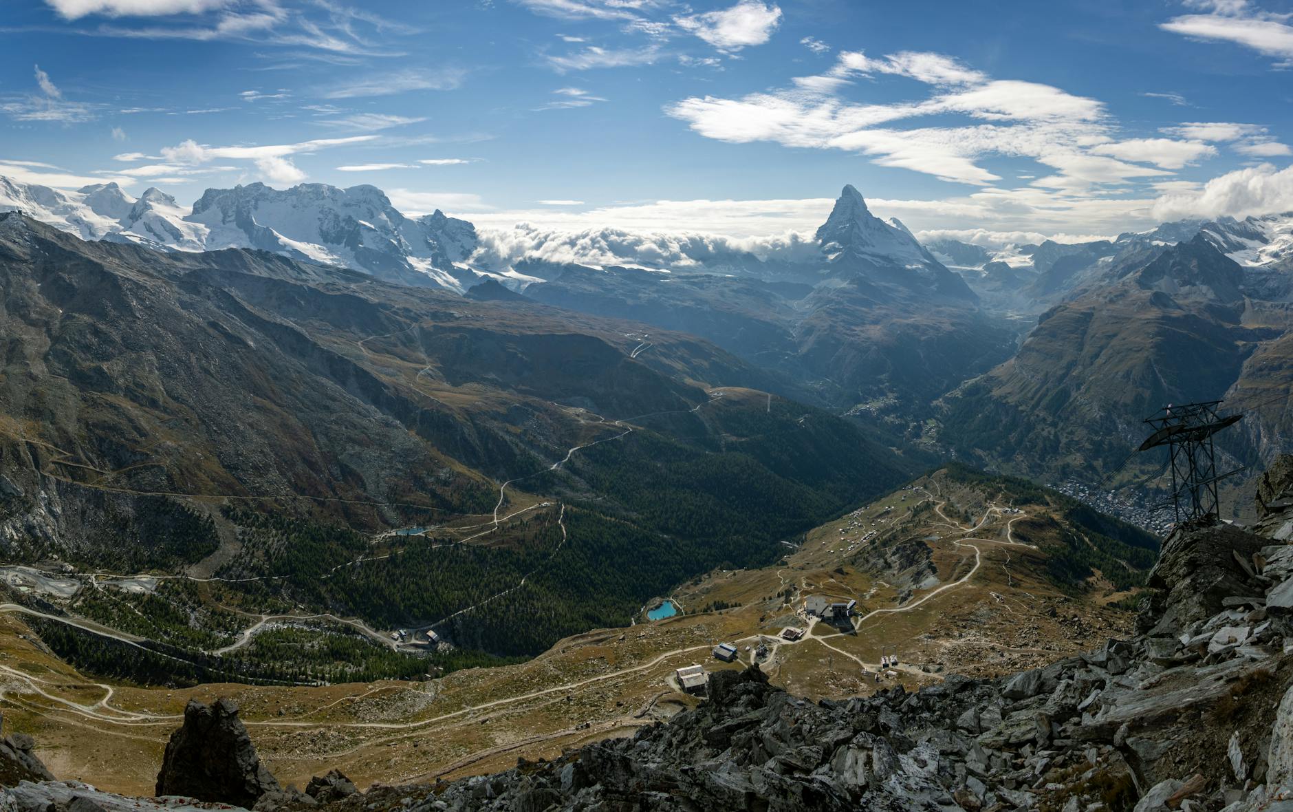 Matterhorn and alpine foreground for Zermatt tourist priority planning.