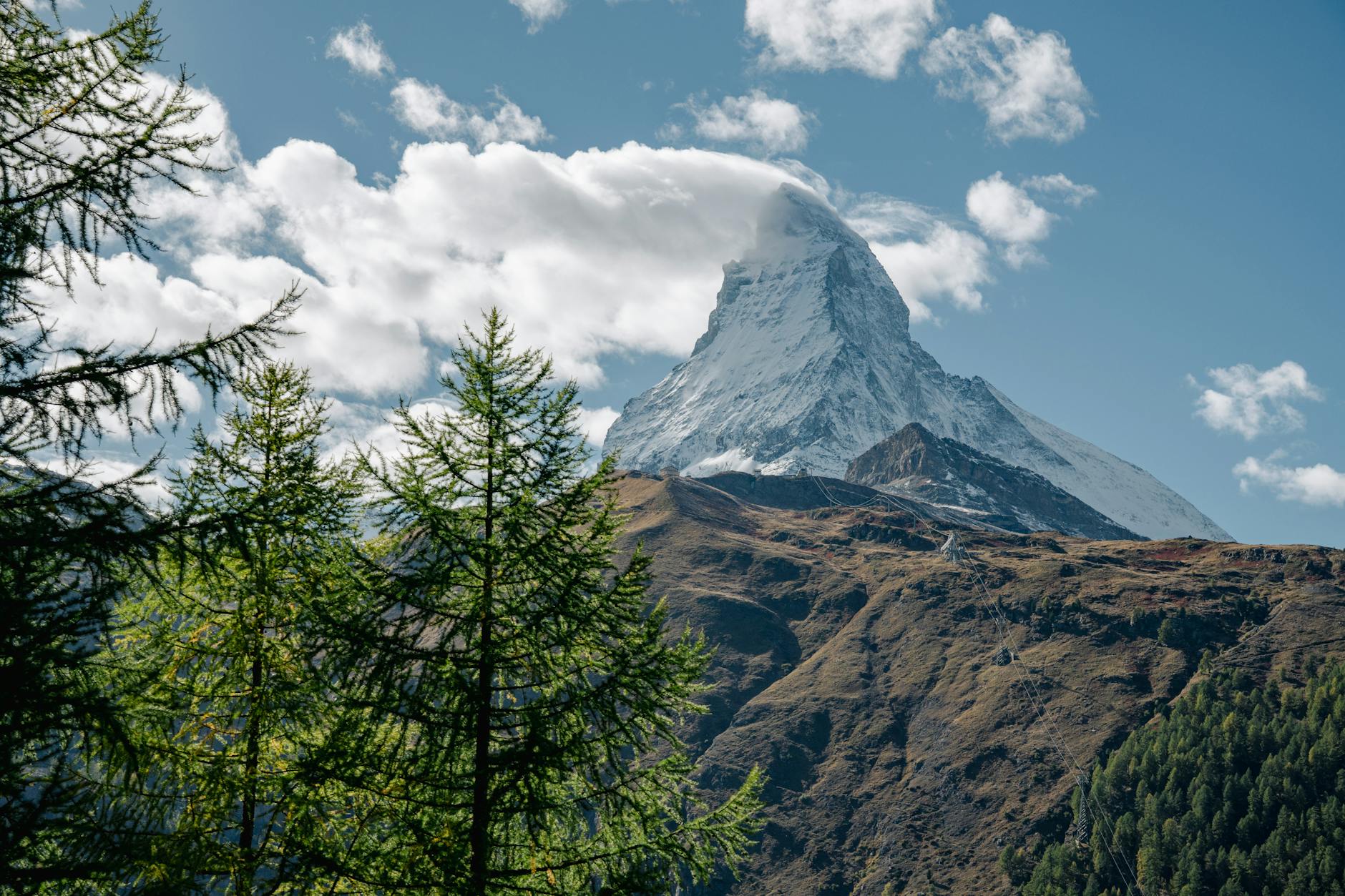 Matterhorn and snowy ridges for Zermatt tourist report planning.