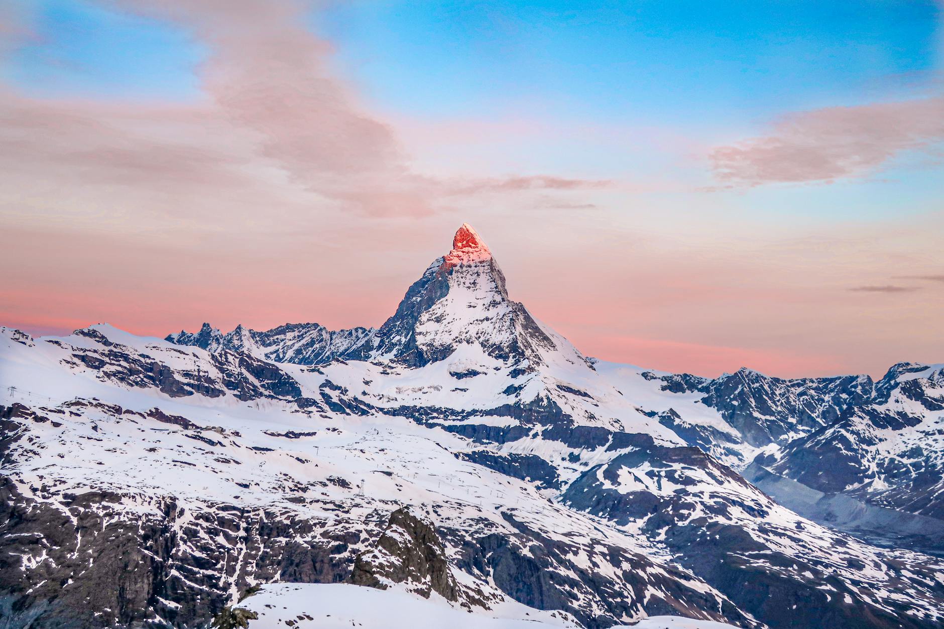 Matterhorn and alpine route for Zermatt trade-show arrival planning.