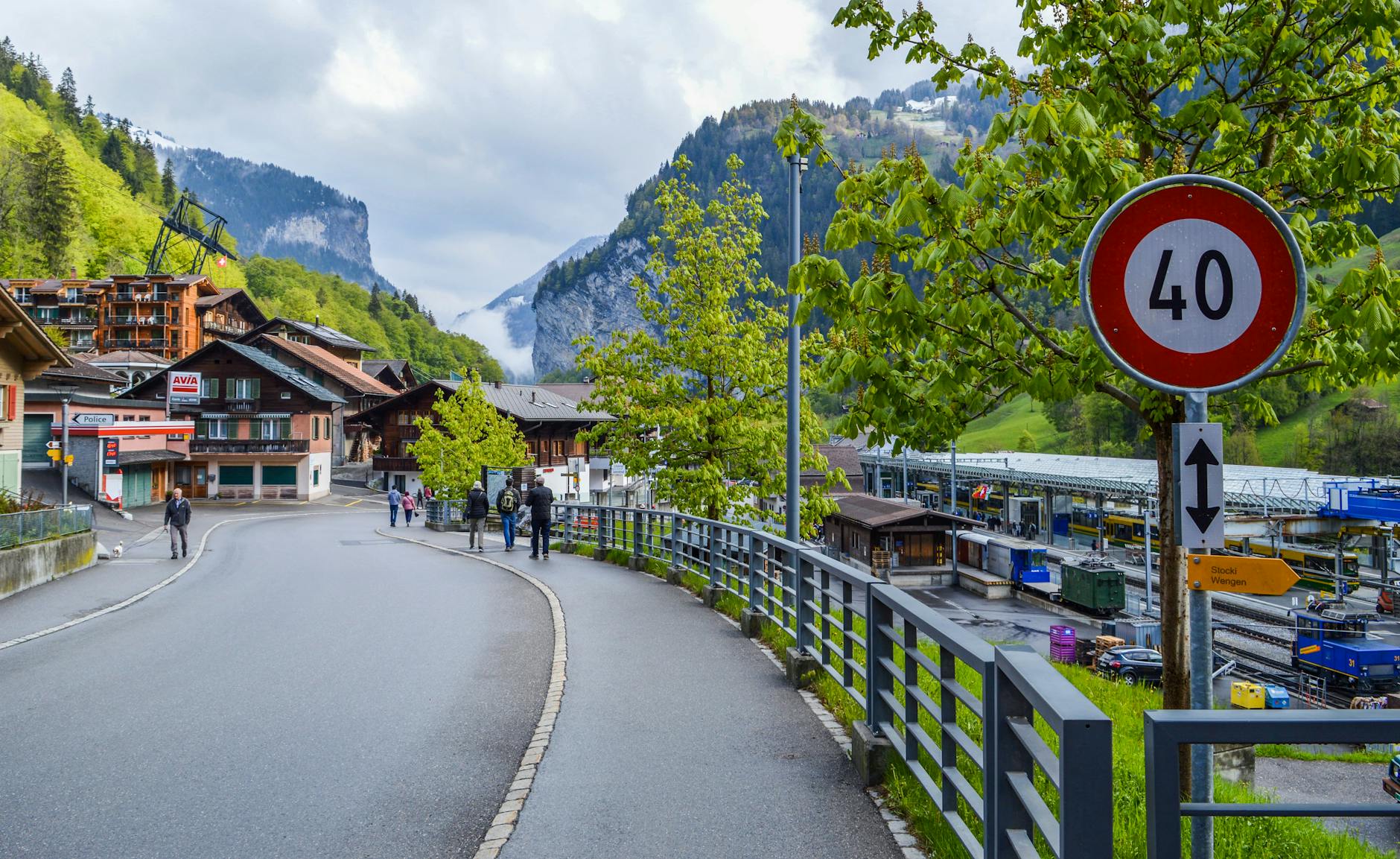 Zermatt mountain train setting for stopover luggage planning.