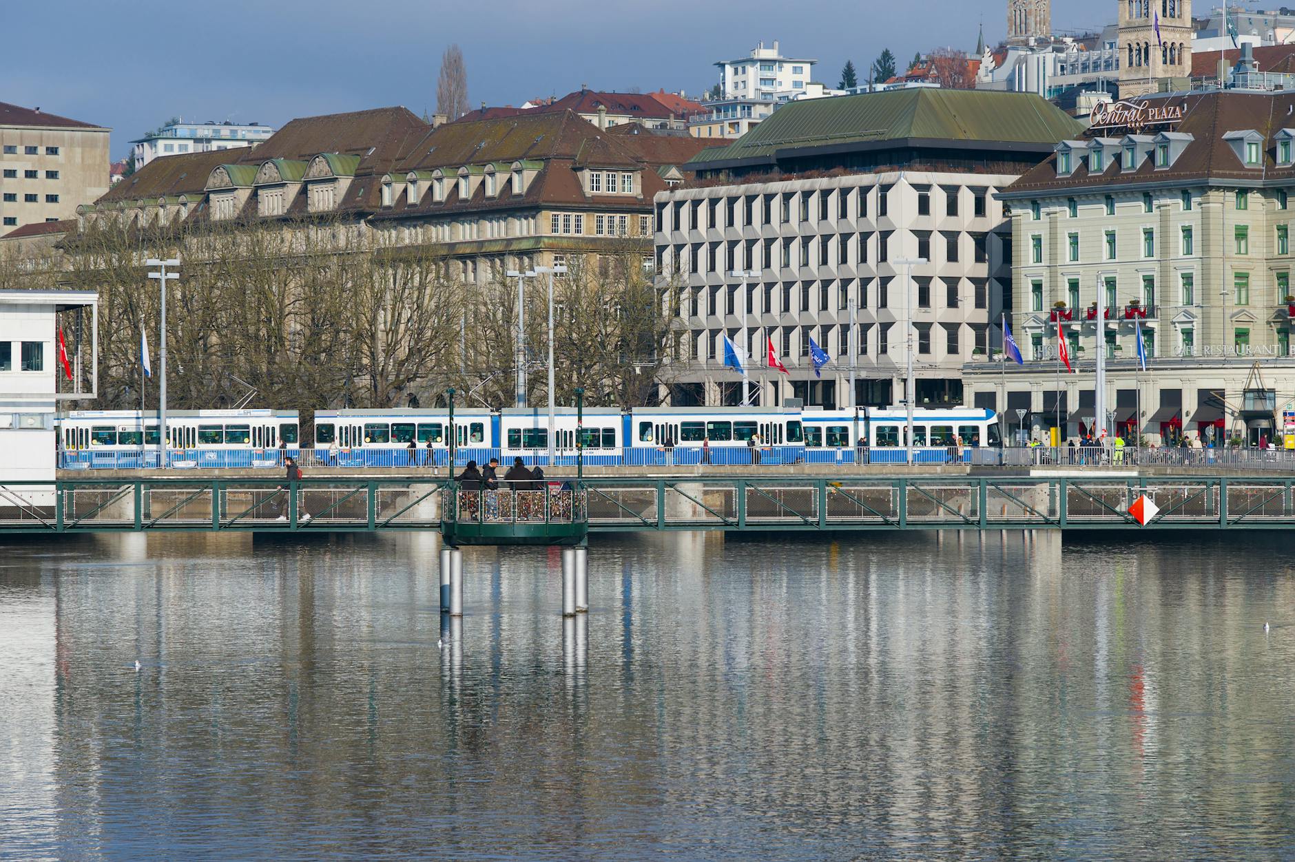 Zurich tram and bridge context for conference networking logistics.