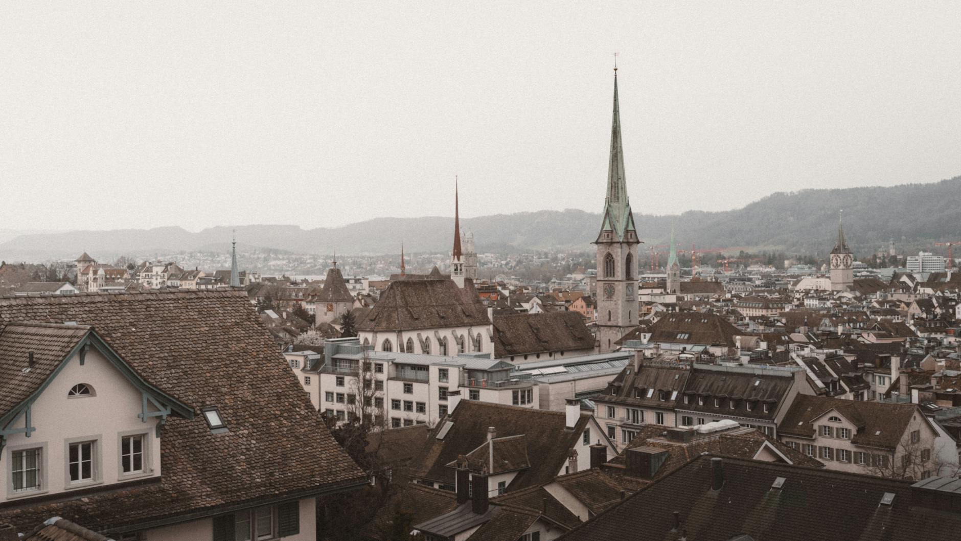 Zurich old town aerial context for consultant work planning.